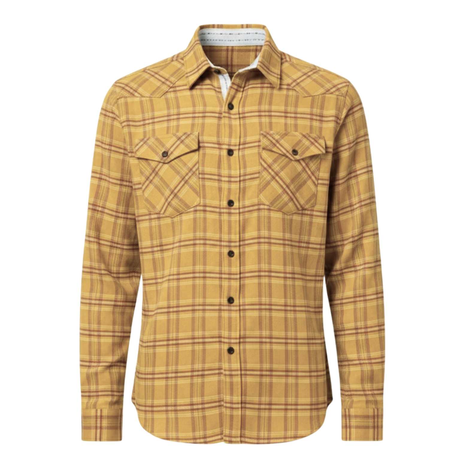 Chemise en flanelle de coton à carreaux pour homme coupe classique à manches longues
