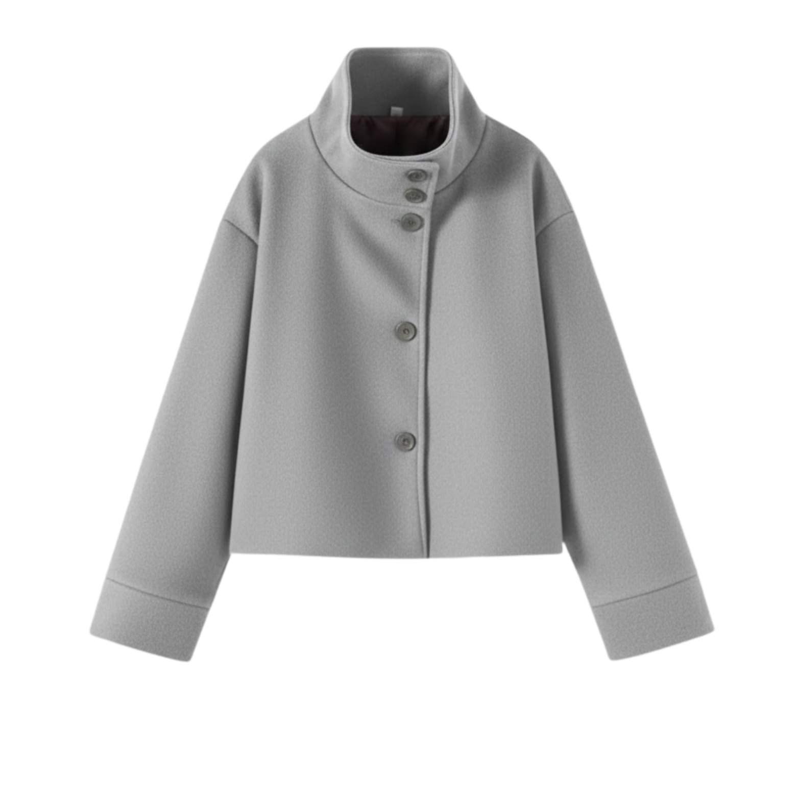 Manteau d’hiver pour femmes en laine à col montant, à simple boutonnage, coupe ample et manches longues