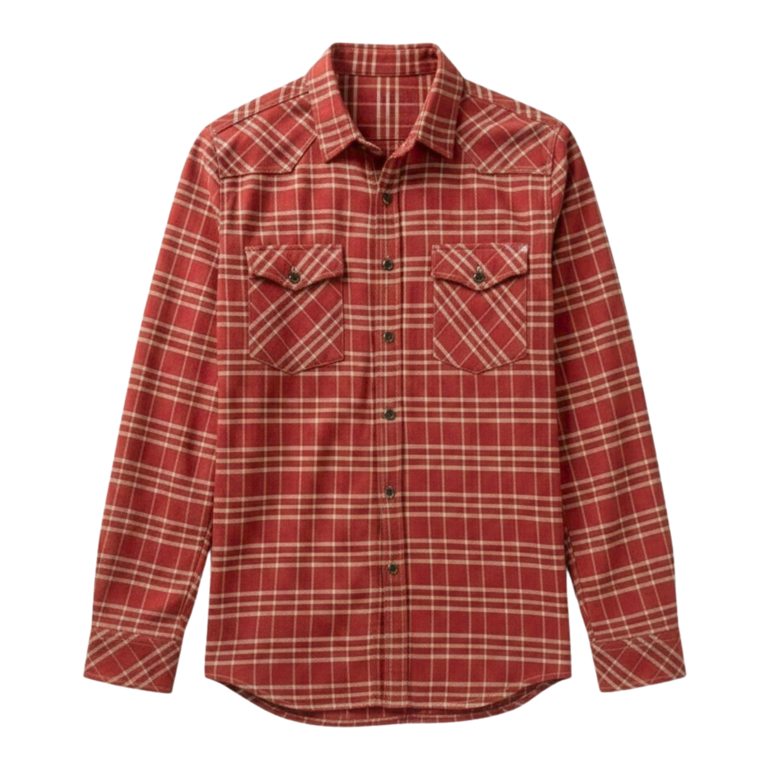 Chemise en flanelle de coton à carreaux pour homme coupe classique à manches longues