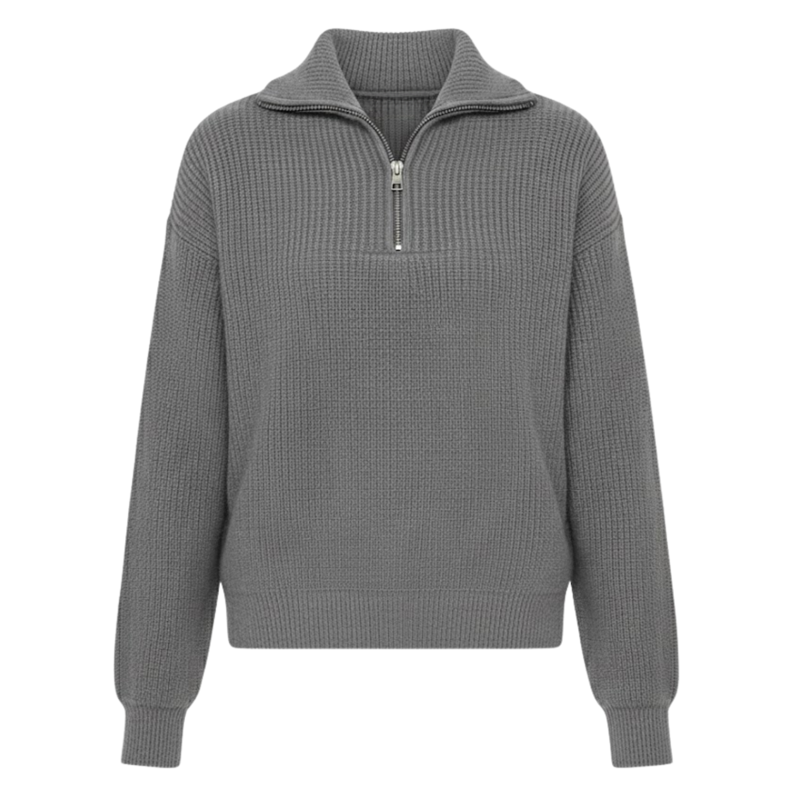 Pull femme élégant col montant demi-zip maille douce décontracté