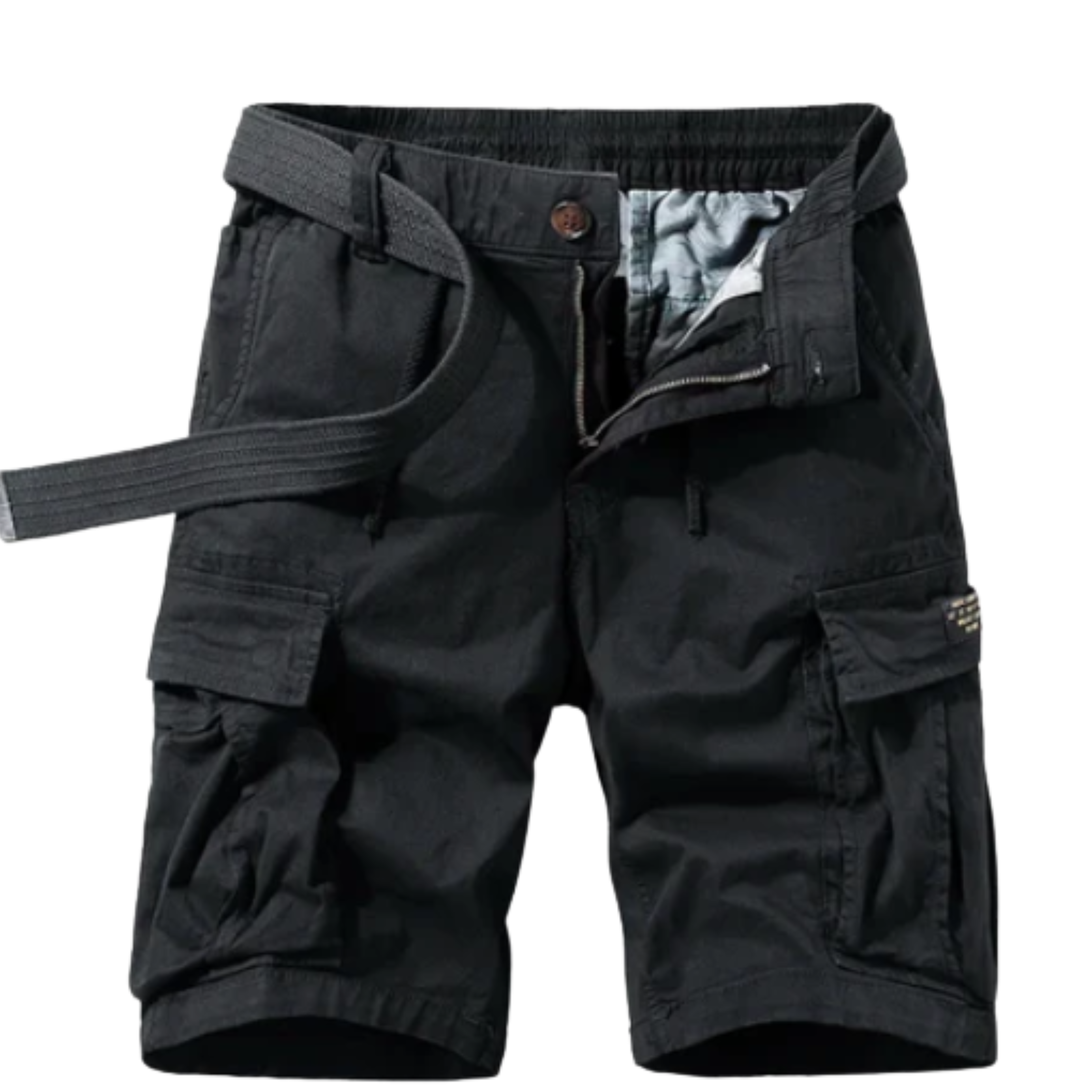 Bermuda cargo en coton — style utilitaire multi-poches — vacances