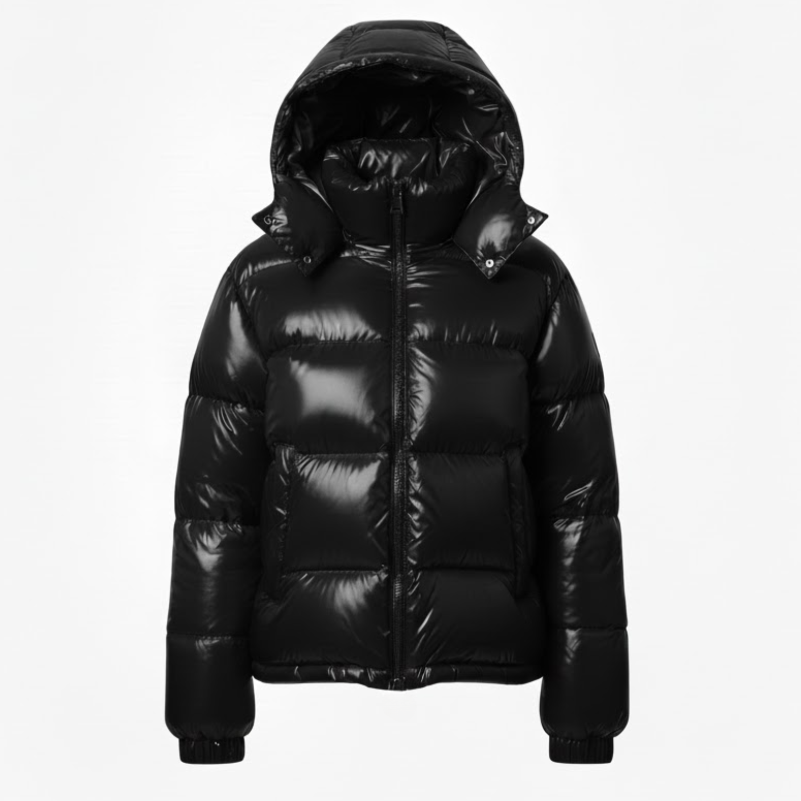 Veste Femme Matelassée Brillante à Capuche, Fermeture Zippée Montante, Chaude et Douillette