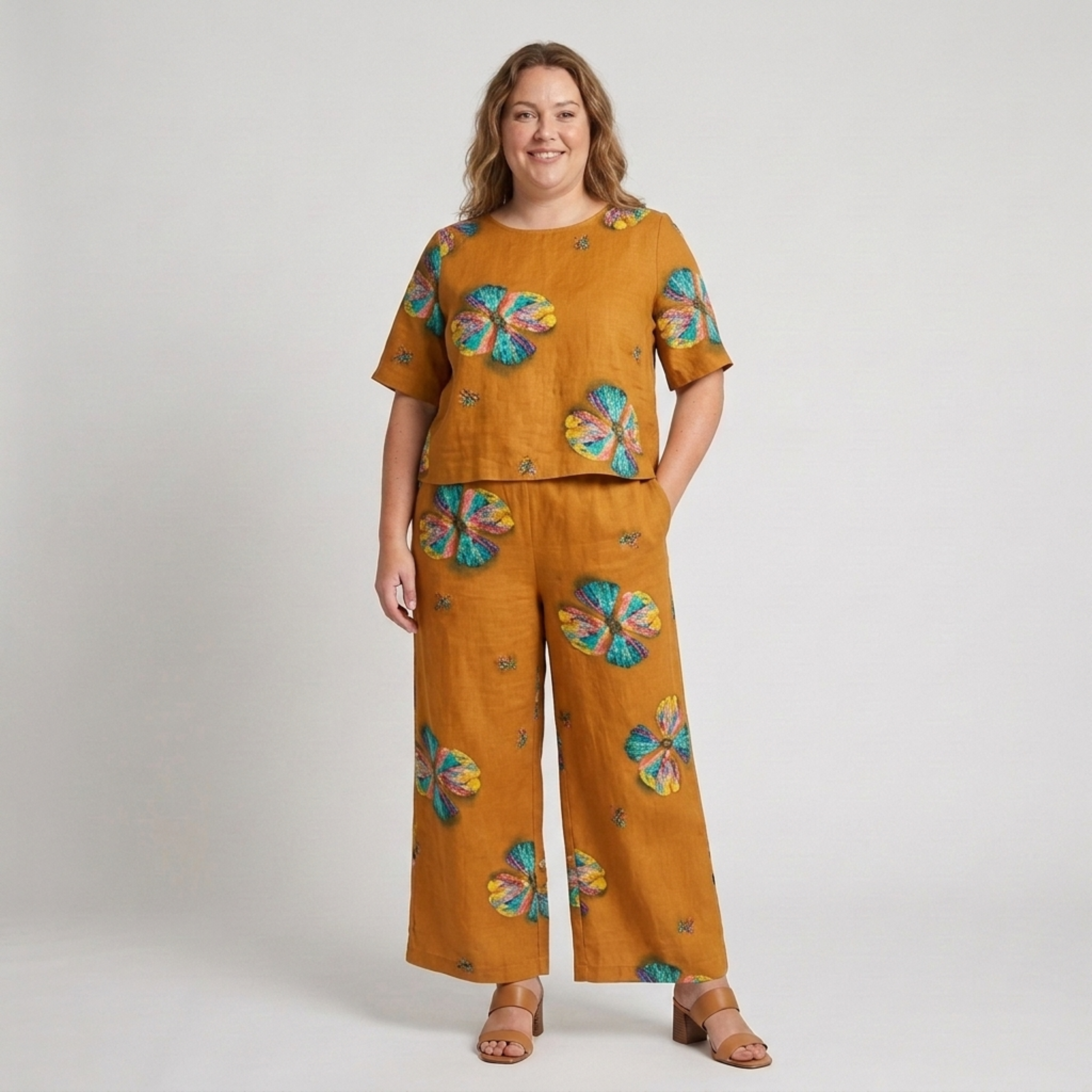 Ensemble pantalon grande taille à imprimé floral