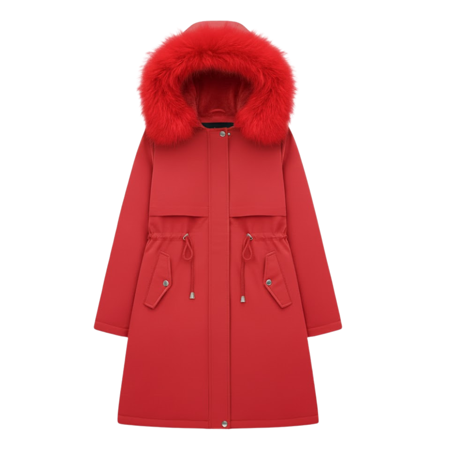 Parka Femme Longue Épaissie et Chaude avec Doublure en Laine et Capuche à Fourrure