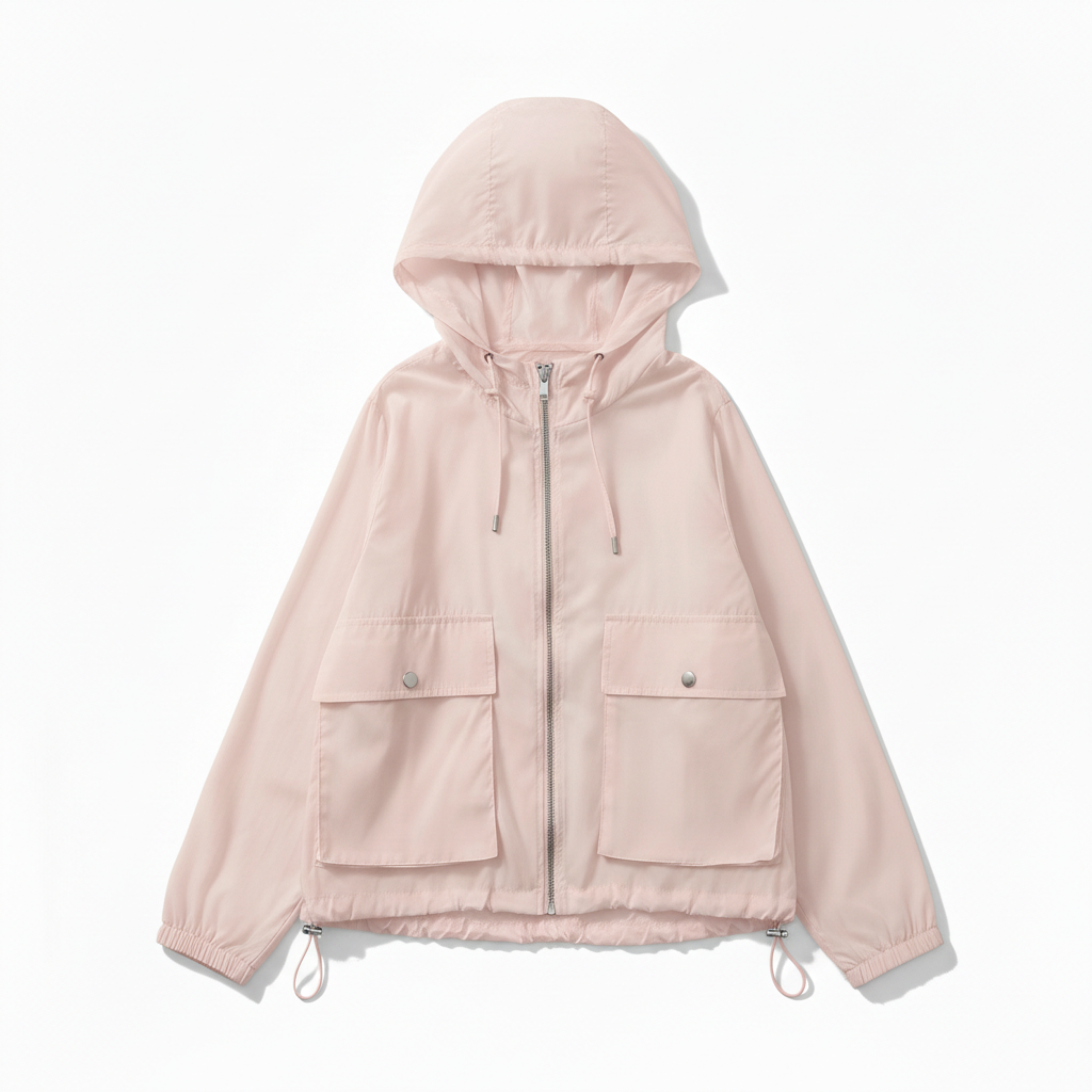 Veste de Protection Solaire Légère à Capuche et Fermeture Éclair pour Femme