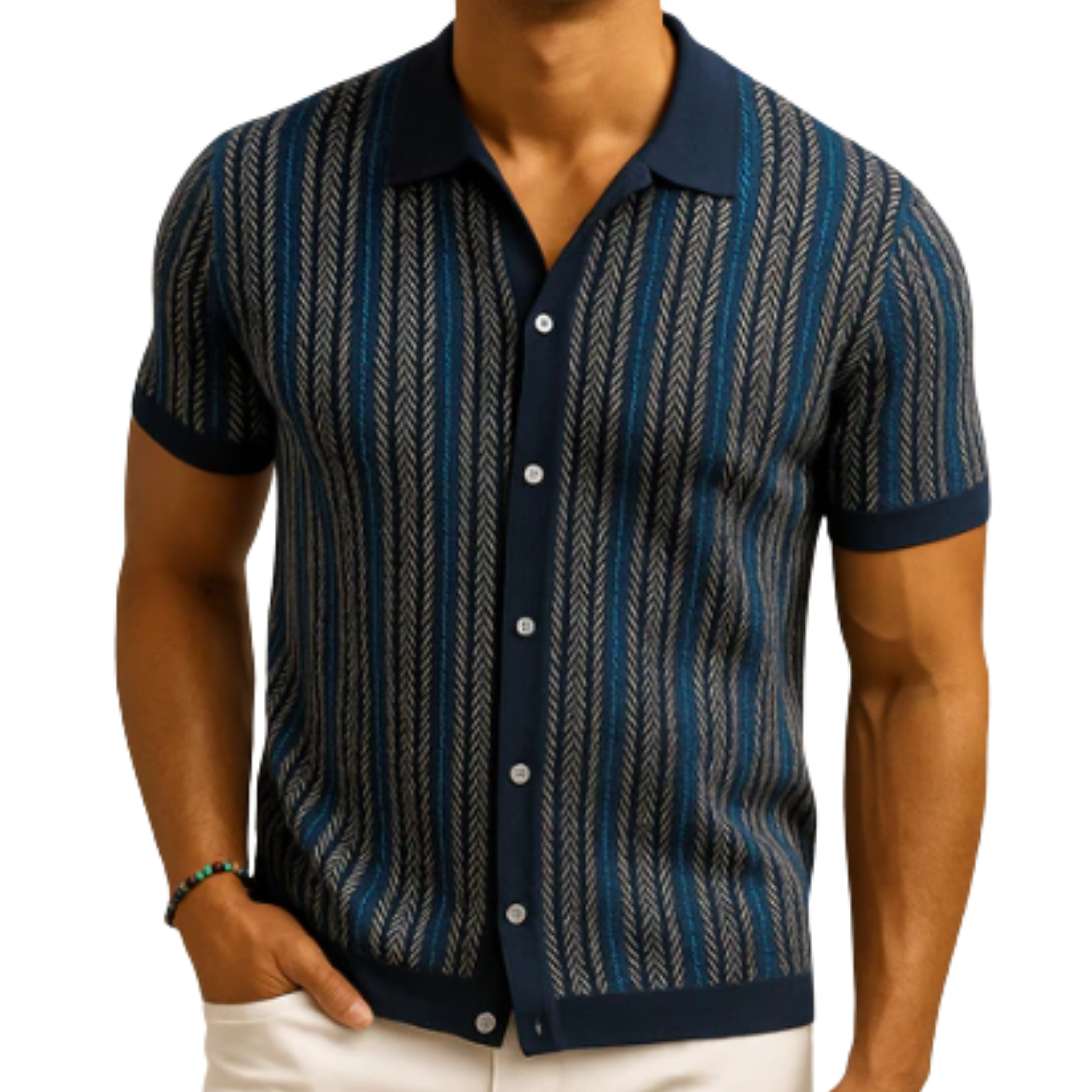 Chemisette en tricot coton — style polo boutonné — semi-formel