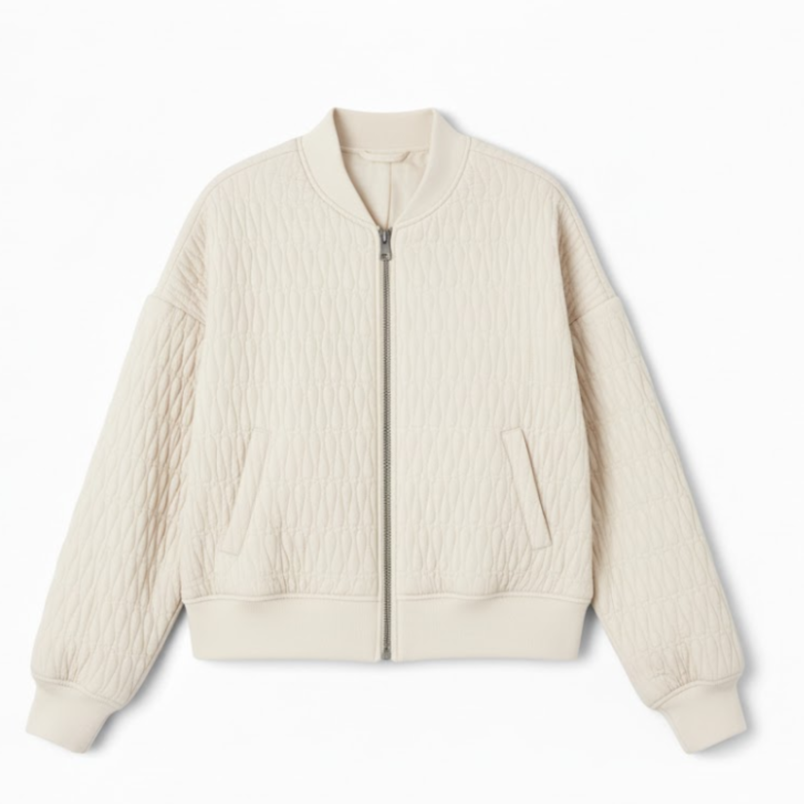 Veste bomber matelassée à col montant et texture gaufrée