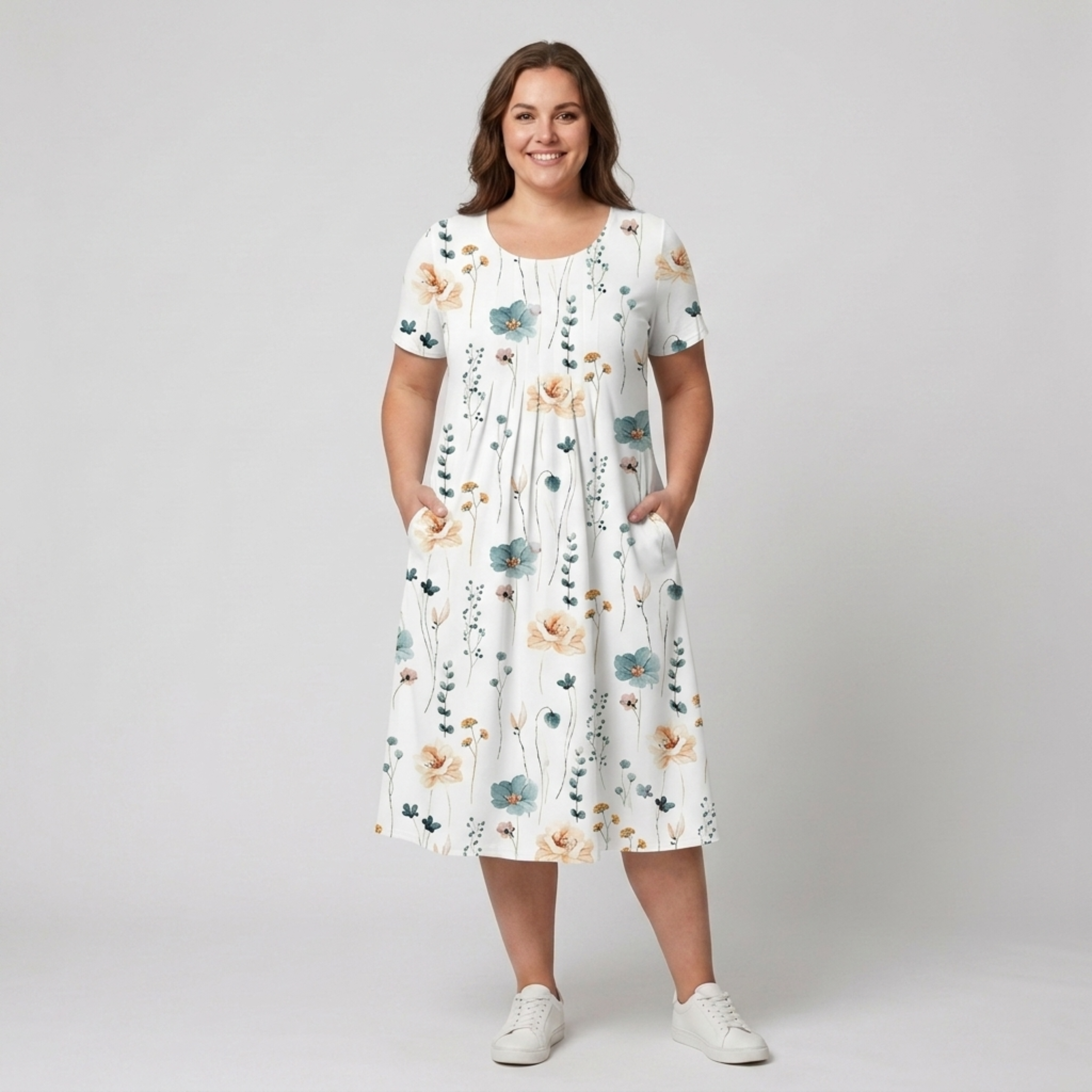 Robe mi-longue imprimée décontractée