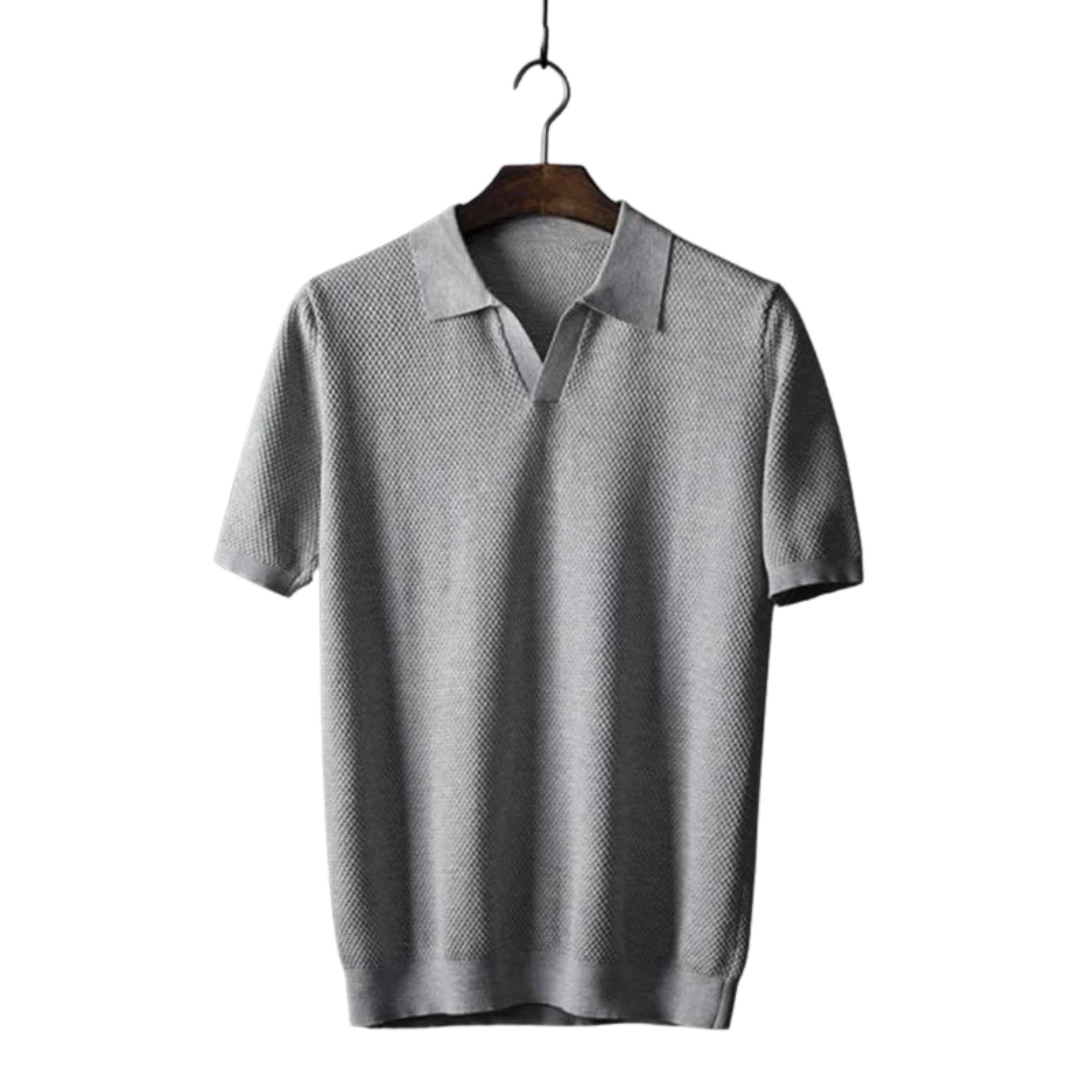 Polo homme en maille piquée texturée à manches courtes — détente
