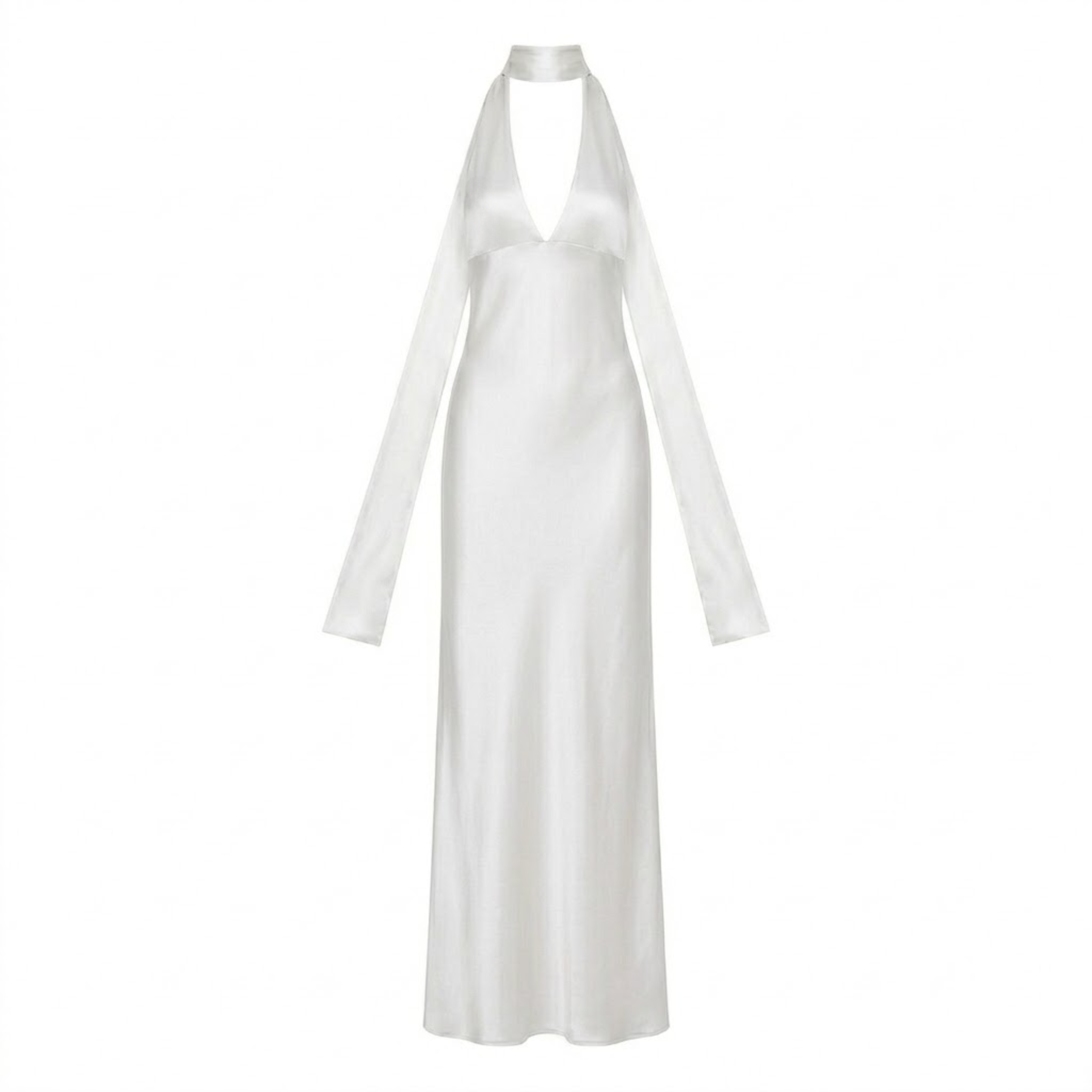 Robe Longue de Soirée en Polyester avec Décolleté Plongeant et Dos Nu pour Femme