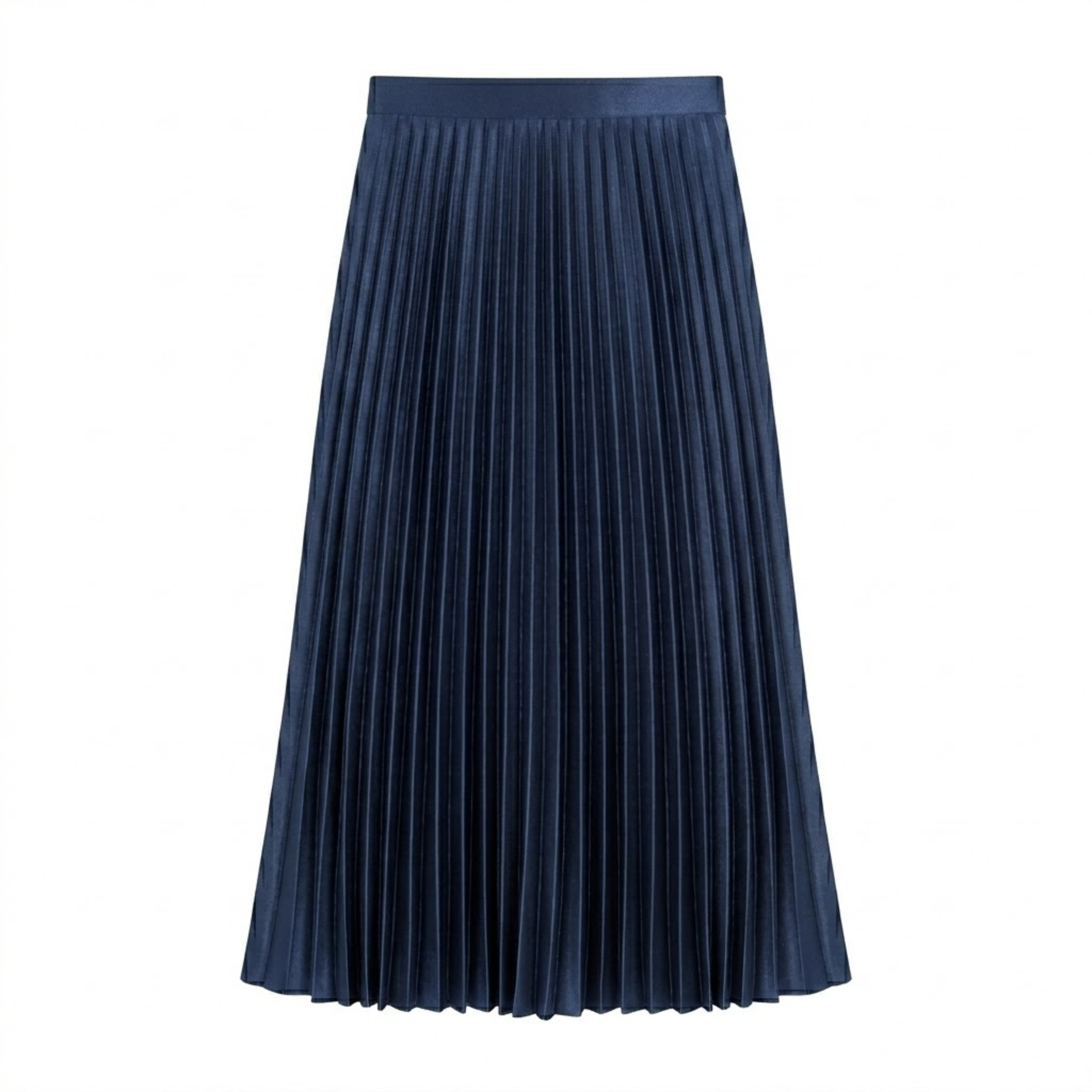 Jupe Longue Plissée Satinée à Taille Haute Élastique pour Femme