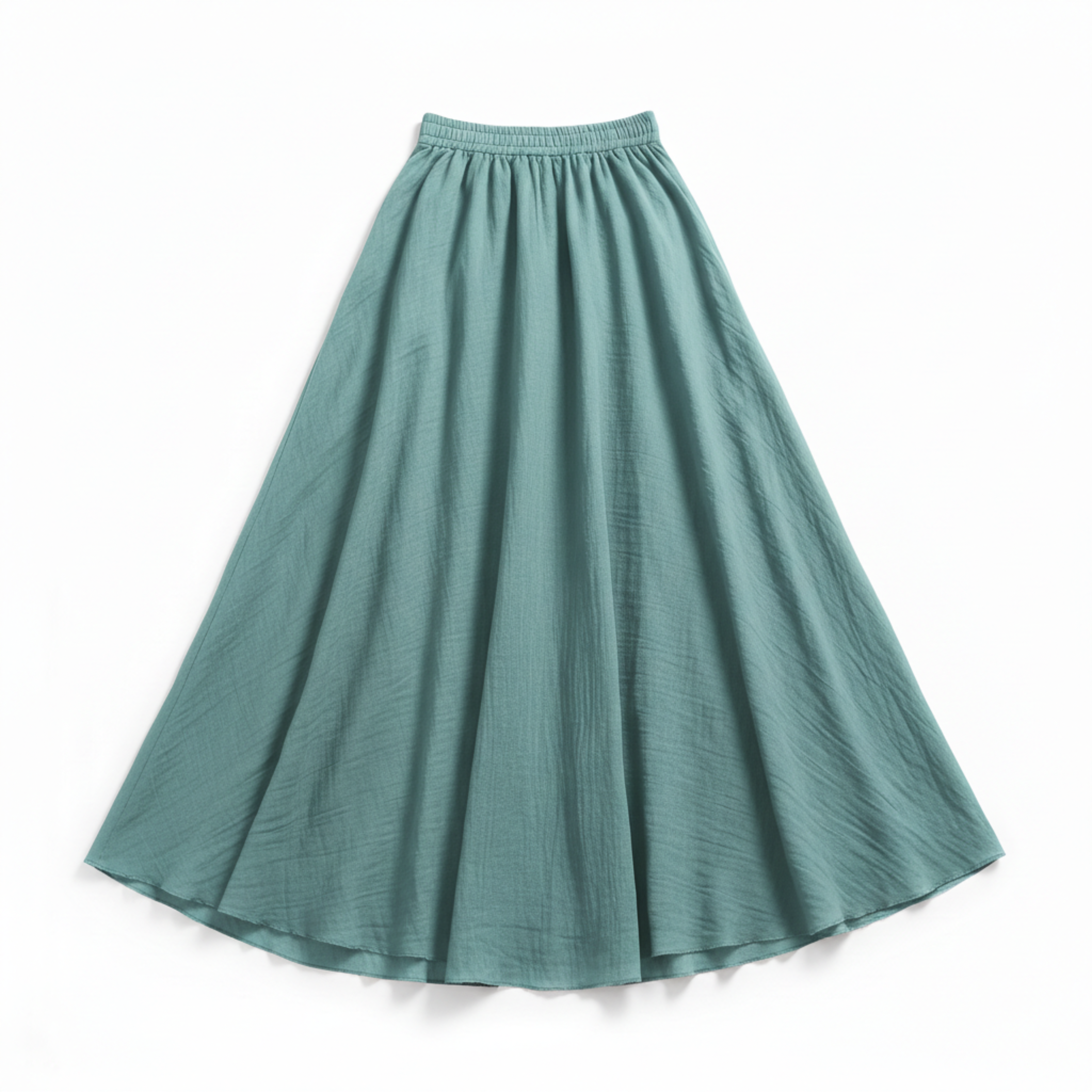 Jupe Maxi Femme en Coton et Lin, Taille Haute Élastique, Coupe Évasée, Longueur Cheville