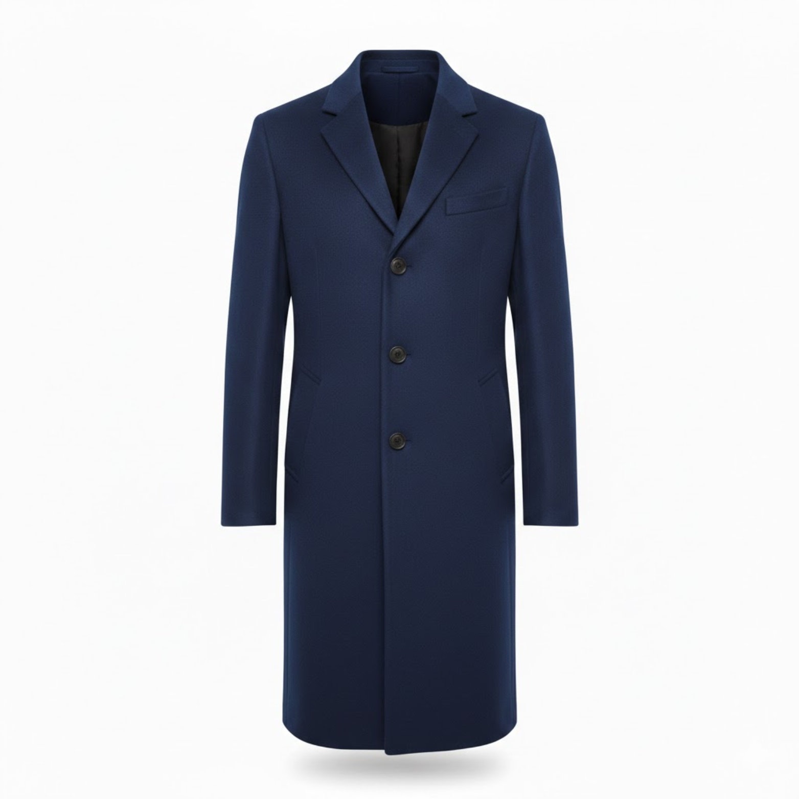 Manteau long homme col rabattu bouton unique coupe moderne ajustée