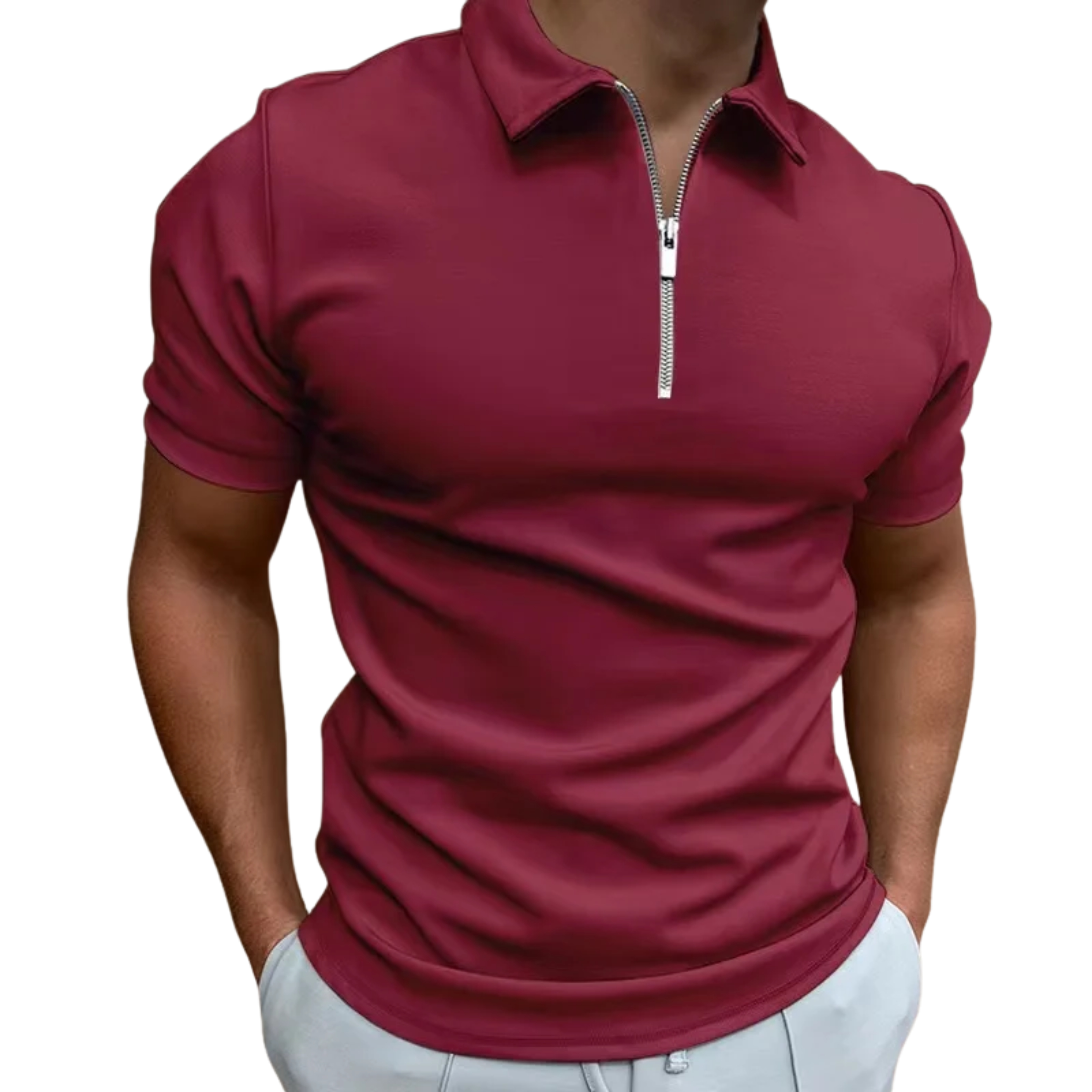 Polo homme avec col zippé et manches courtes — détente