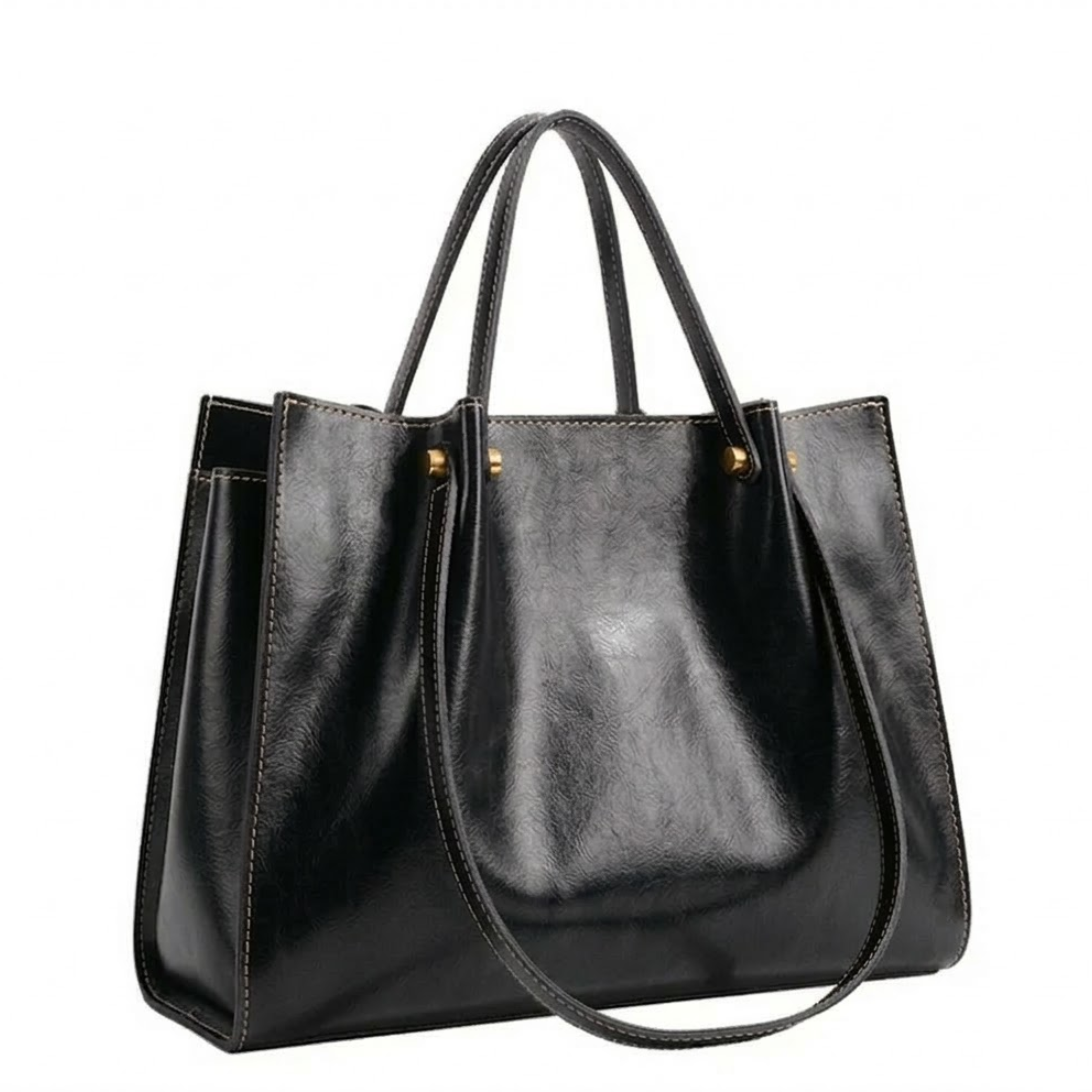 Sac Cabas en Cuir Végétalien avec Fermeture Éclair et Bandoulière pour Femmes