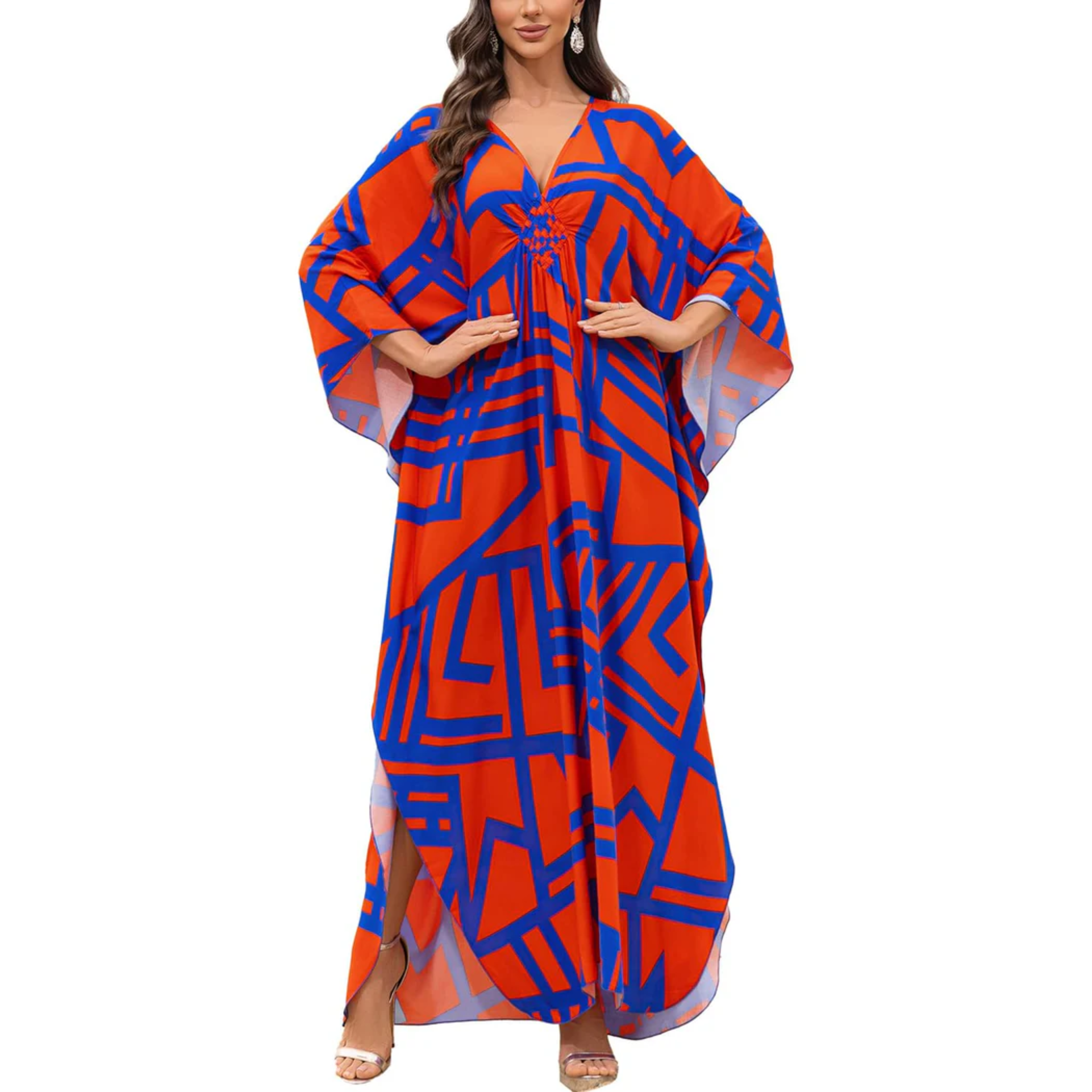 Robe kimono de plage longue — coupe ample — vacances d'été
