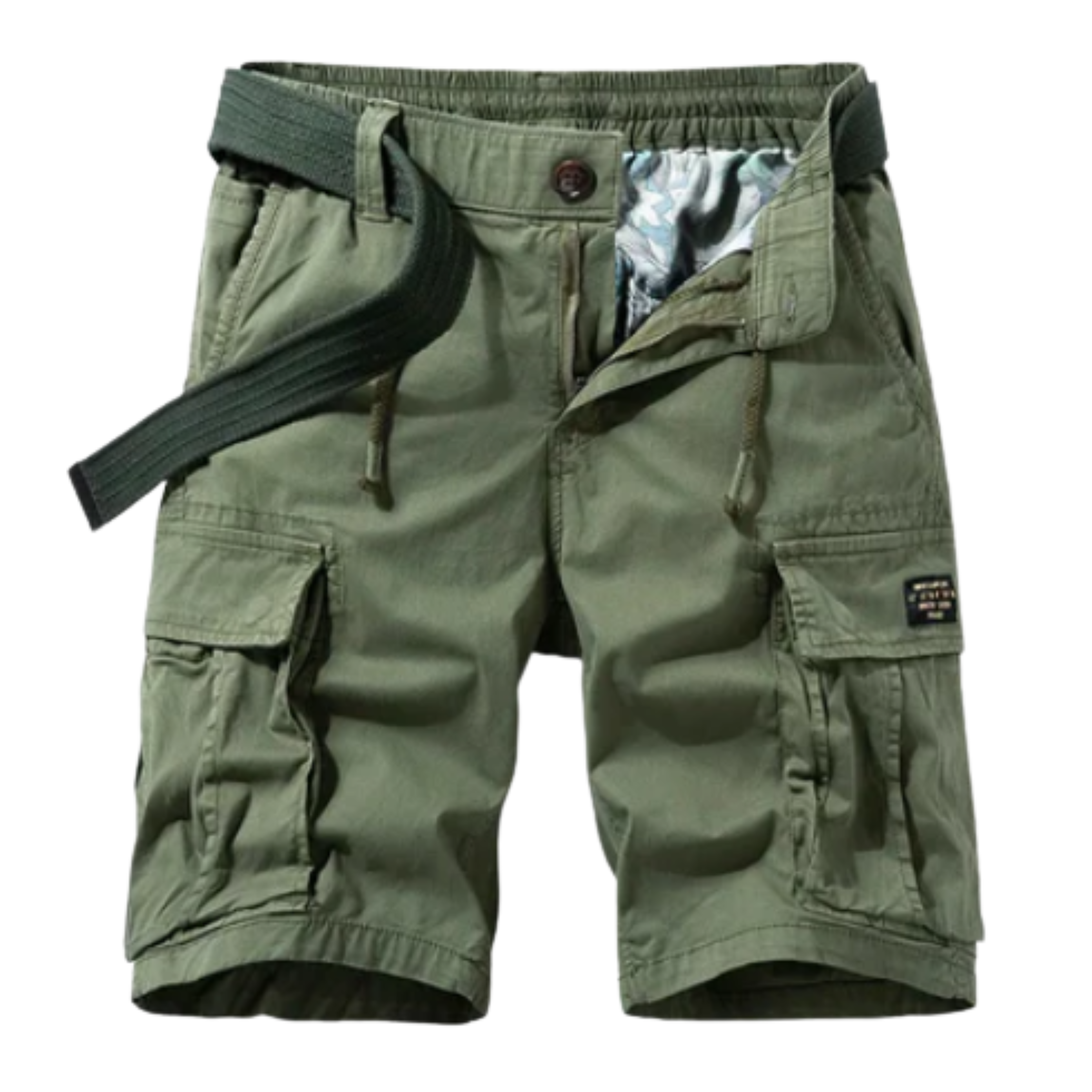 Bermuda cargo en coton — style utilitaire multi-poches — vacances