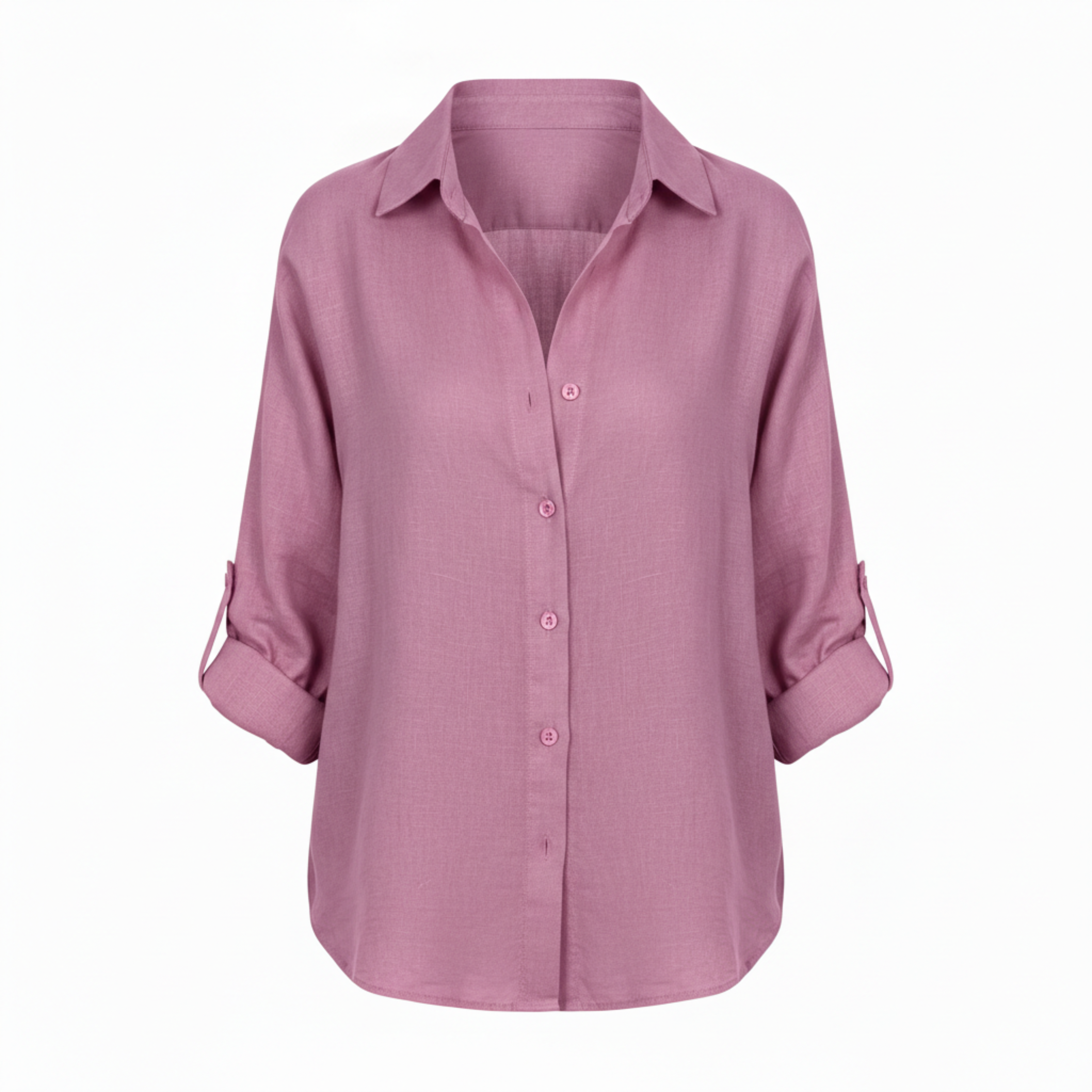 Chemise décontractée ample pour femmes à boutons avec manches trois-quarts et encolure fendue