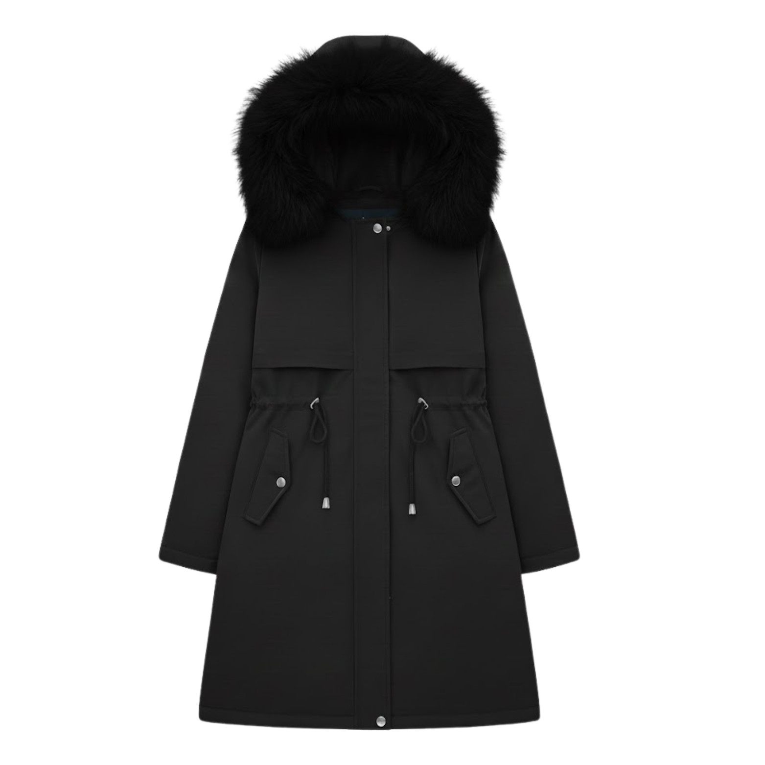Parka Femme Longue Épaissie et Chaude avec Doublure en Laine et Capuche à Fourrure