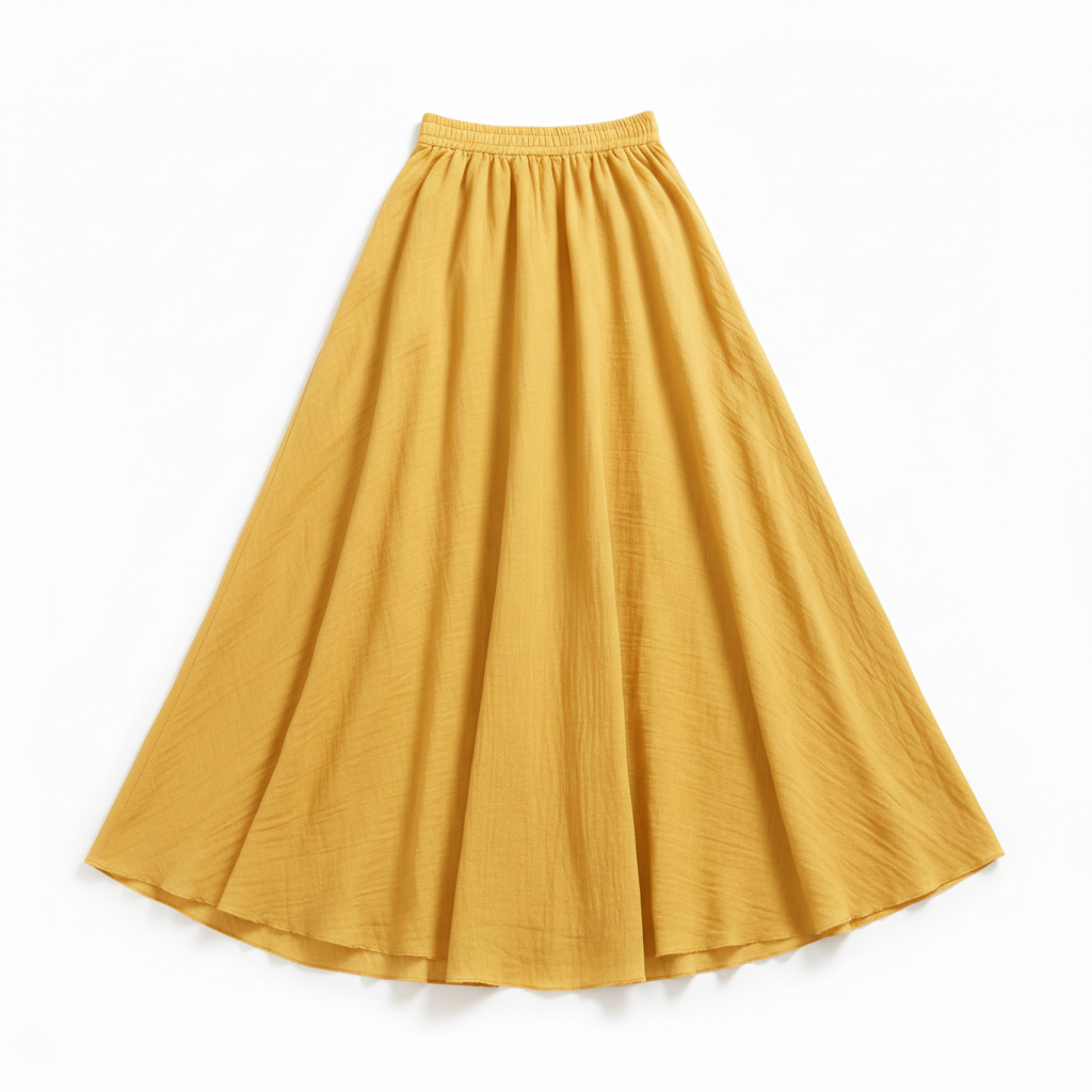 Jupe Maxi Femme en Coton et Lin, Taille Haute Élastique, Coupe Évasée, Longueur Cheville