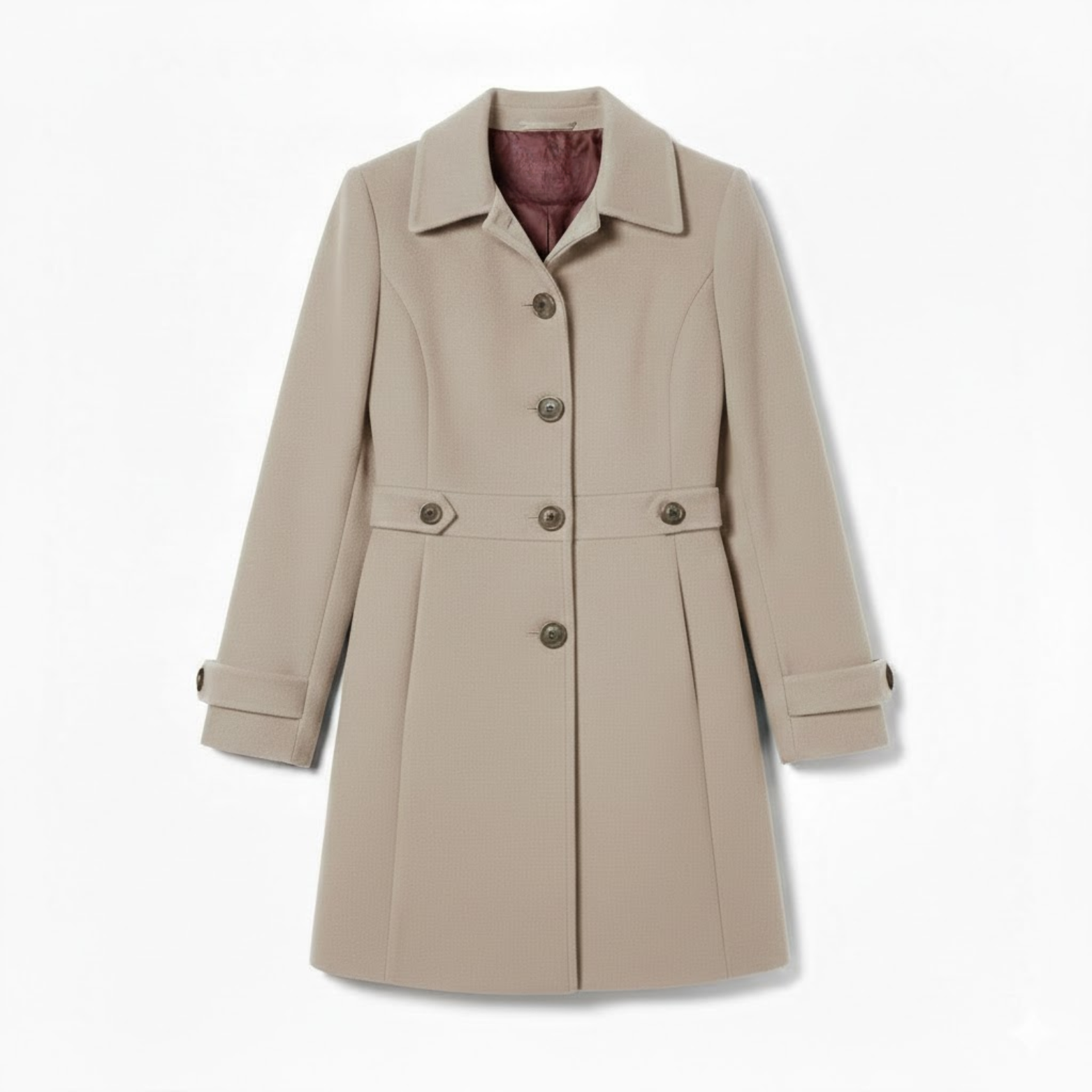 Manteau mi-long en laine à col tailleur et boutonnage multiple