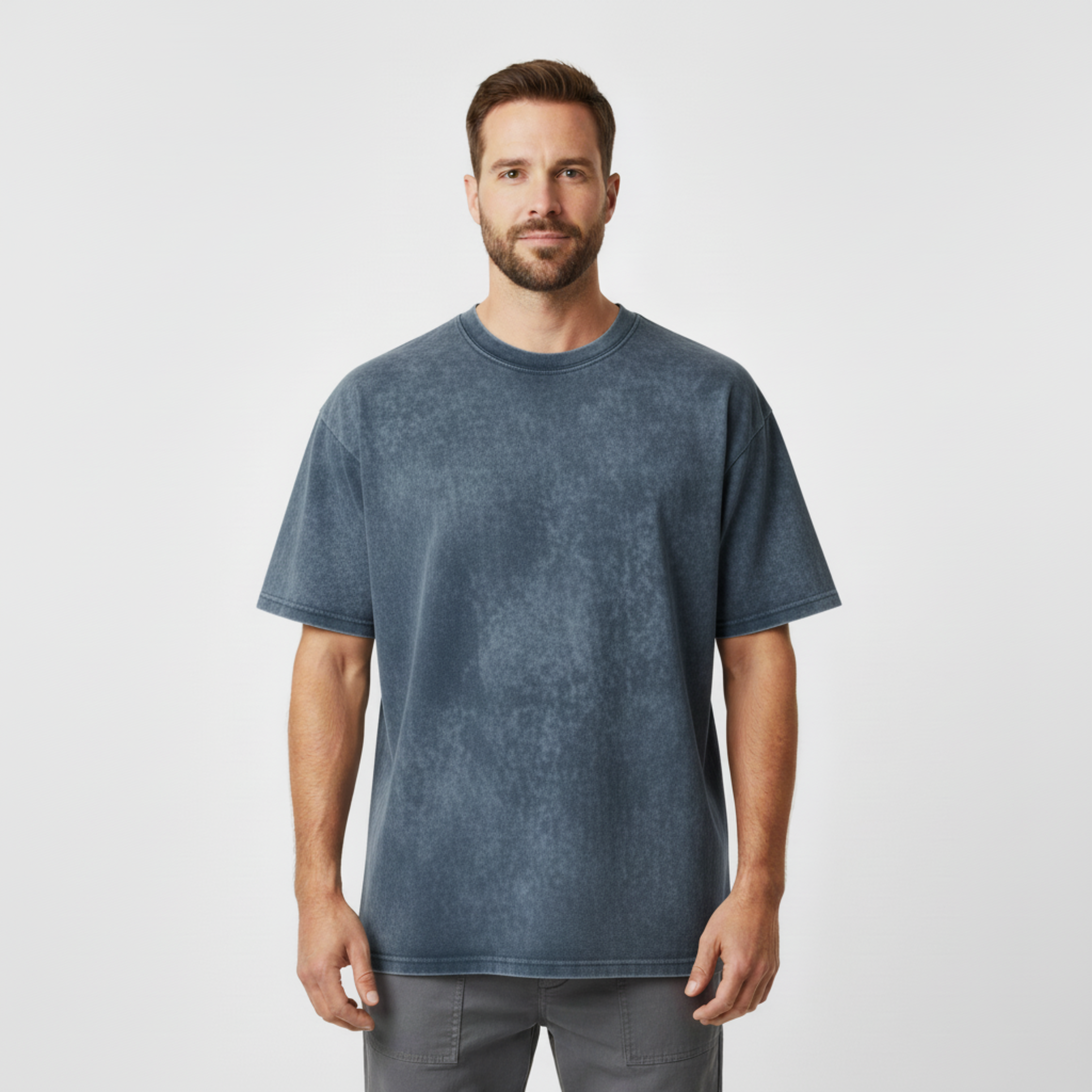 T-shirt Vintage délavé à l'acide en coton épais pour homme et femme coupe oversized