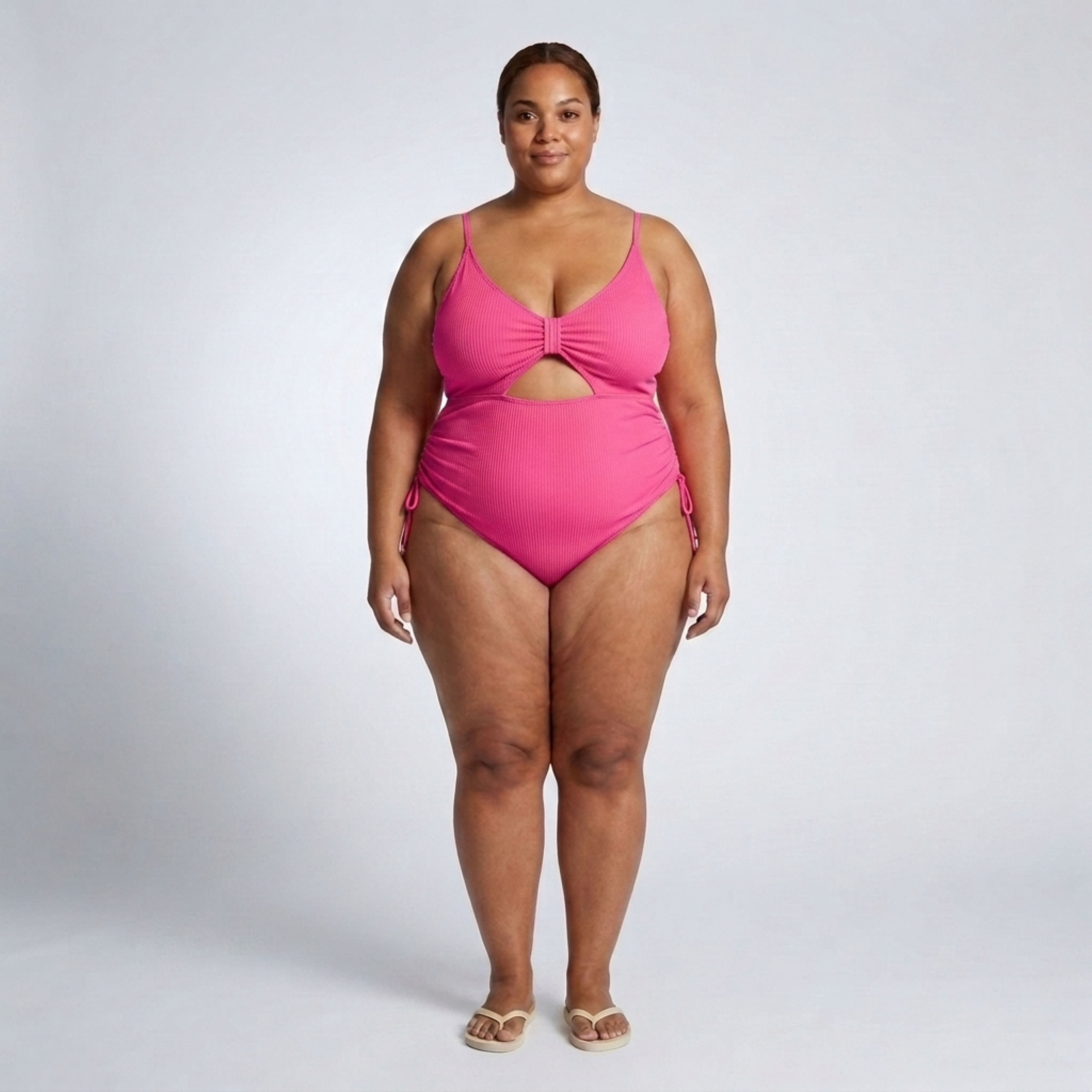 Maillot de bain une pièce grande taille pour femme avec découpe et fronces