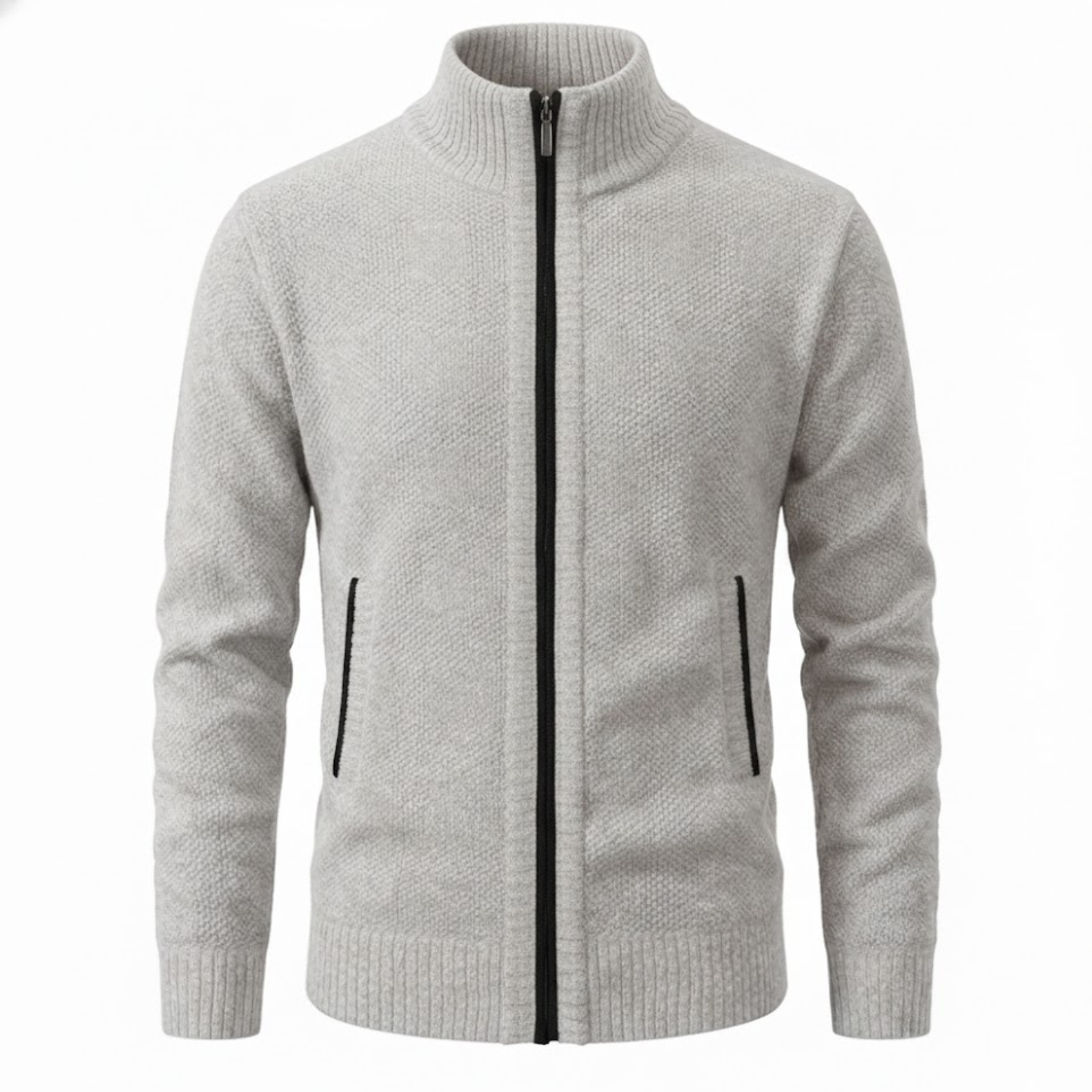 Gilet en maille zippé pour homme avec col montant et doublure en polaire