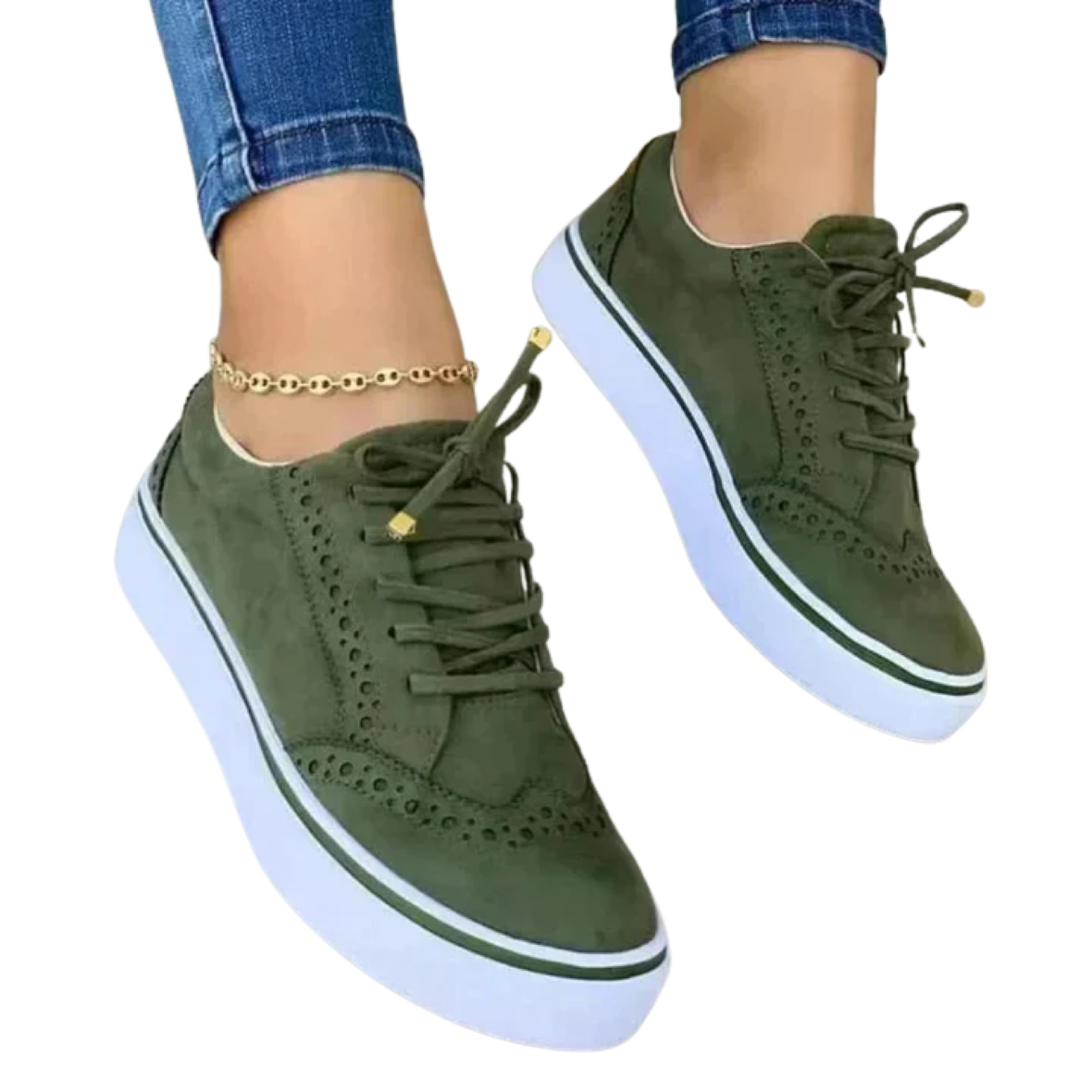 Chaussures de marche femme — semelle compensée et bout fleuri — loisirs