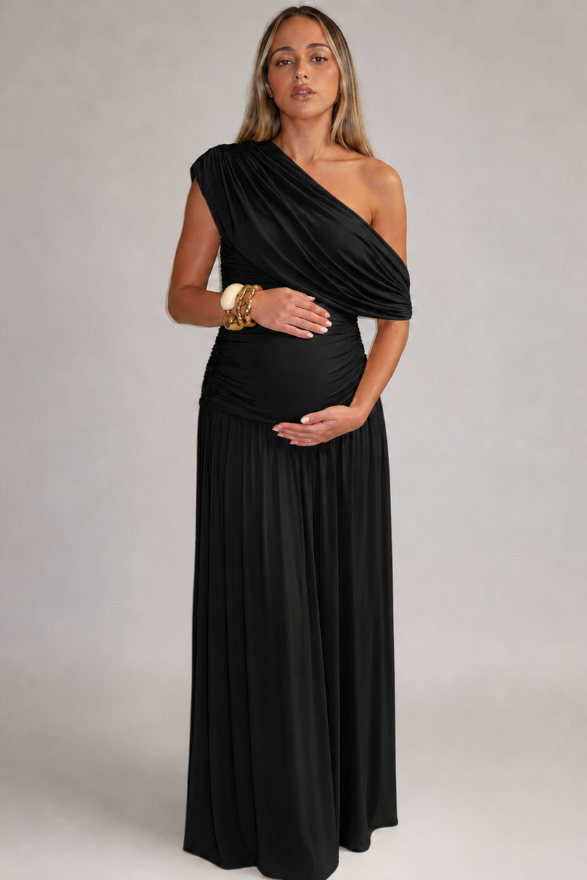 Robe maternité longue asymétrique élégante