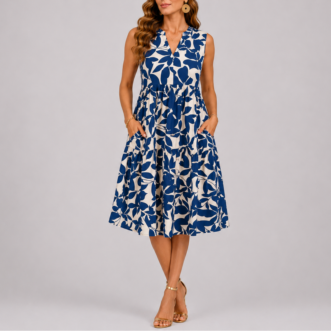 Robe Midi Florale à Volants