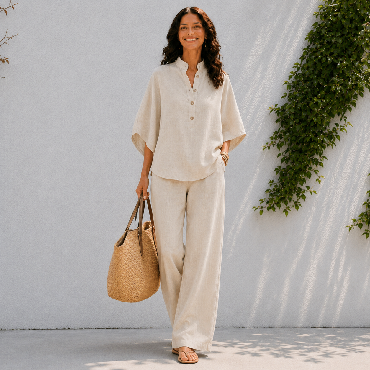 Ensemble deux pièces pour femme - chemise oversize et pantalon été