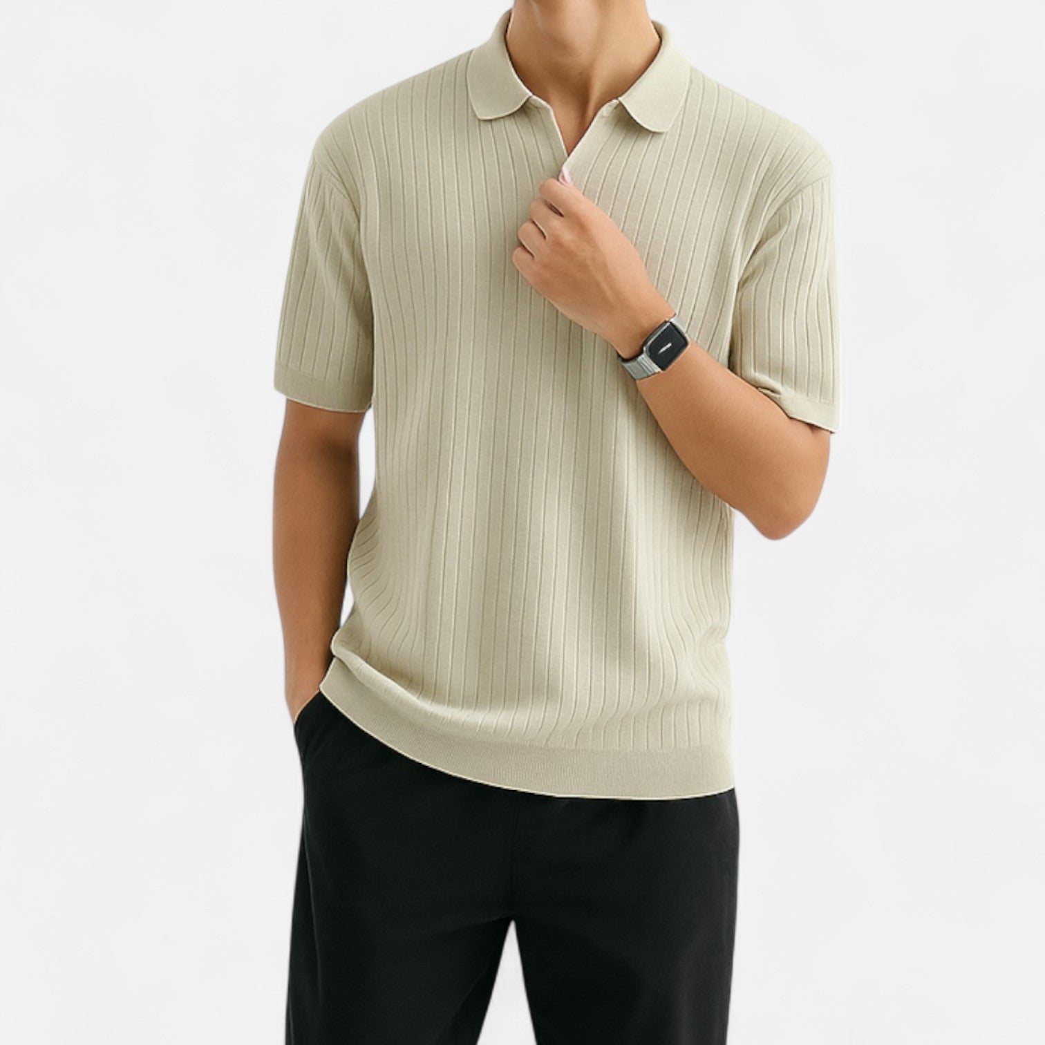 Ancienne Monde | Polo en Soie pour Homme – Manches Courtes Respirantes pour une Élégance Estivale