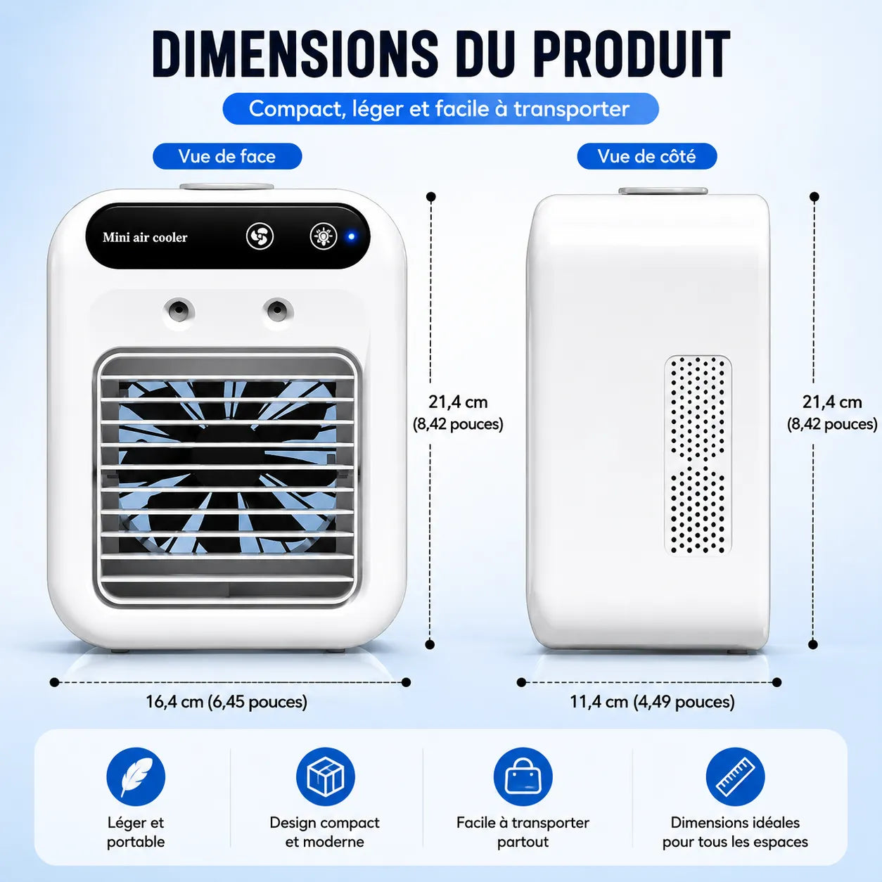 Portable USB Rechargeable Mini Air Conditioner with Misting, 500 ml Tank, and Dual Spray