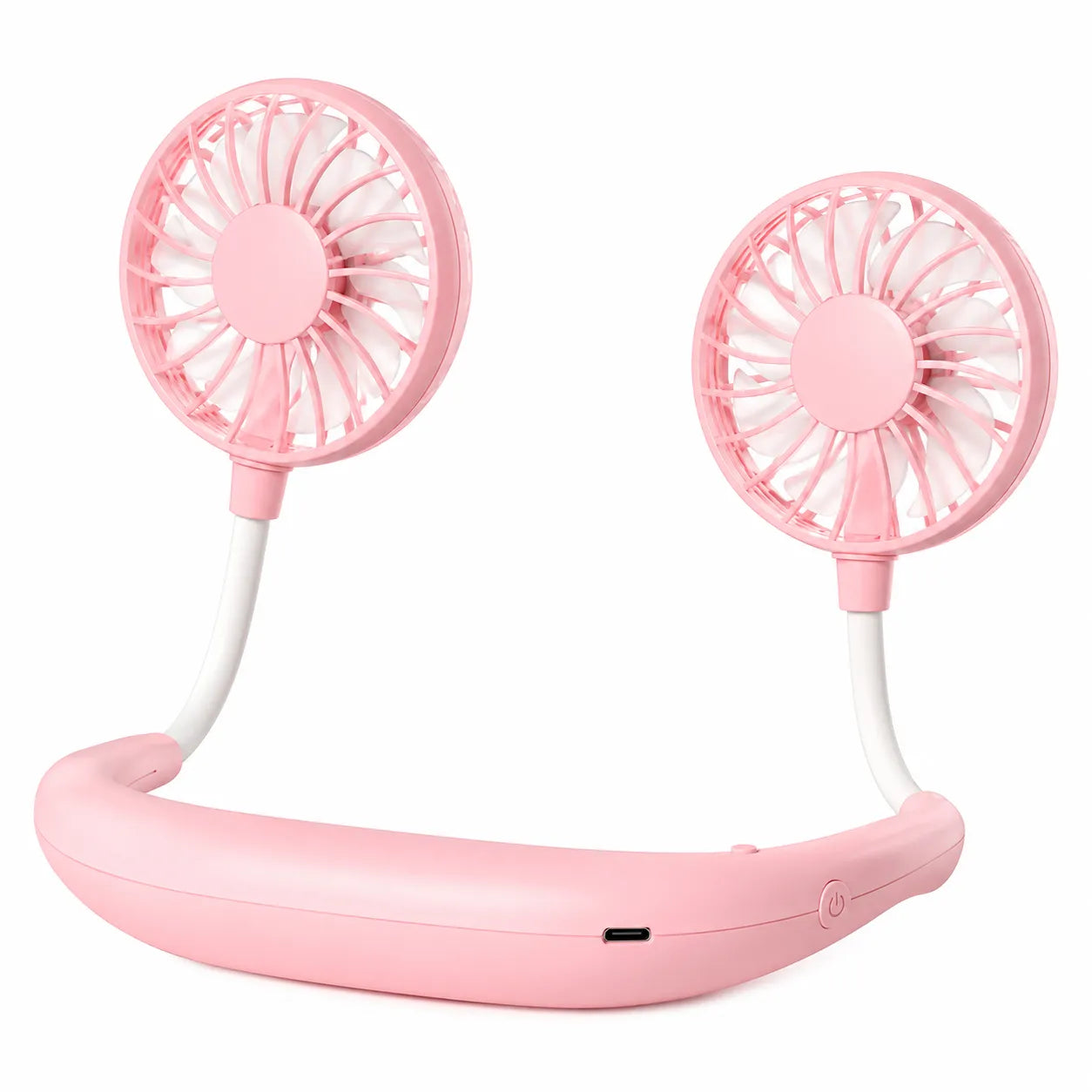 USB Rechargeable Personal Neck Fan with Dual Rotating Heads and 3 Speeds