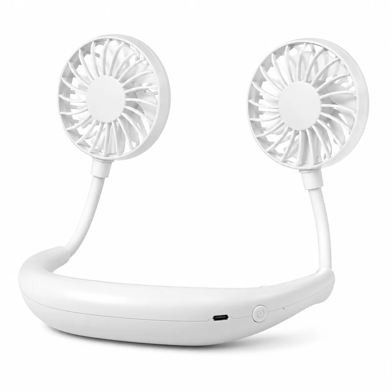 USB Rechargeable Personal Neck Fan with Dual Rotating Heads and 3 Speeds