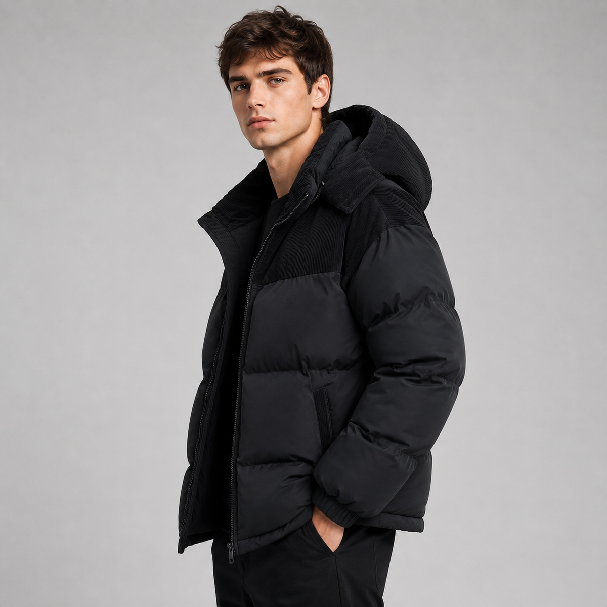 Doudoune Homme – Capuche Matelassée et Coupe Oversize Protectrice