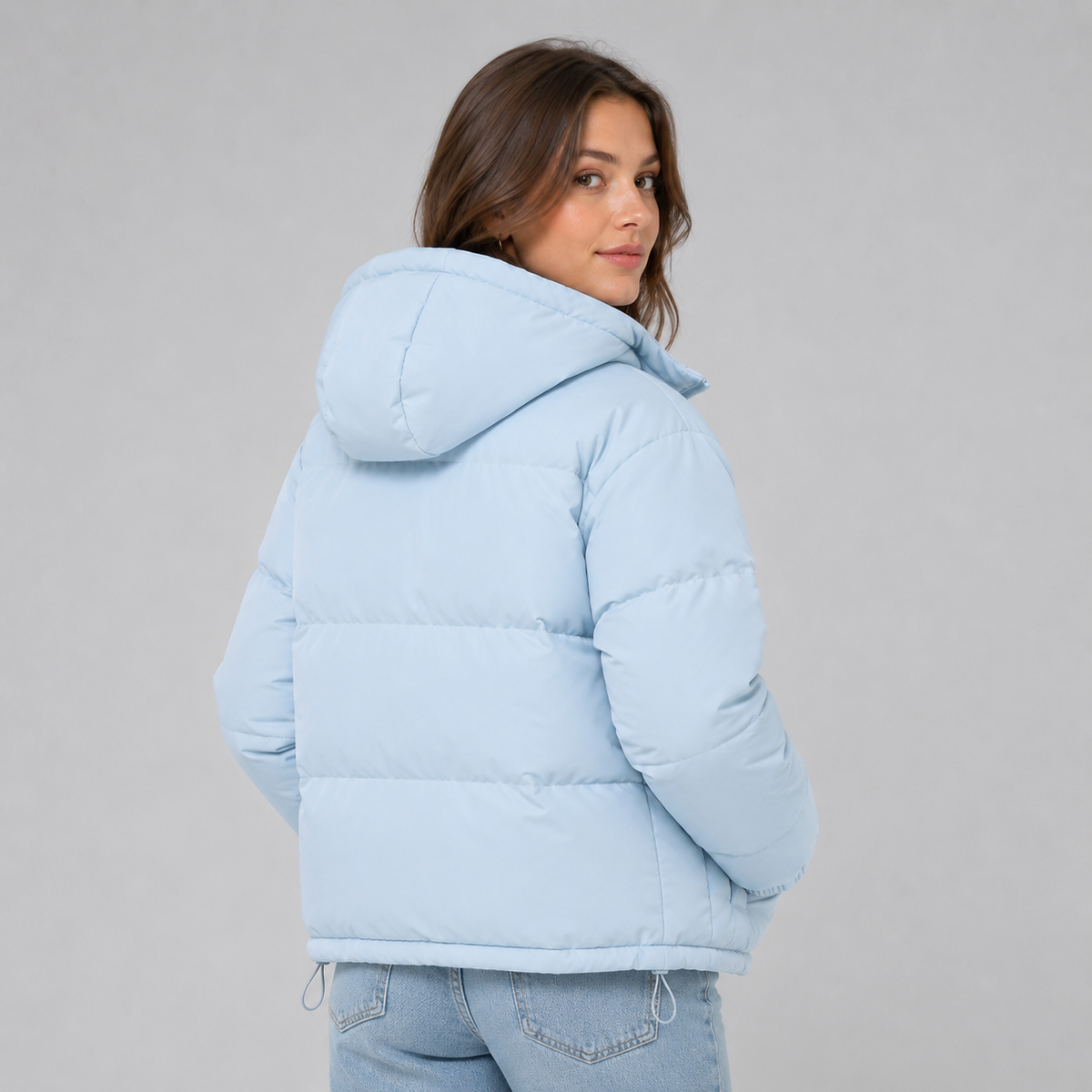 Unisex-Baumwoll-Steppjacke – Verstellbare Kapuze und sicherer Reißverschluss