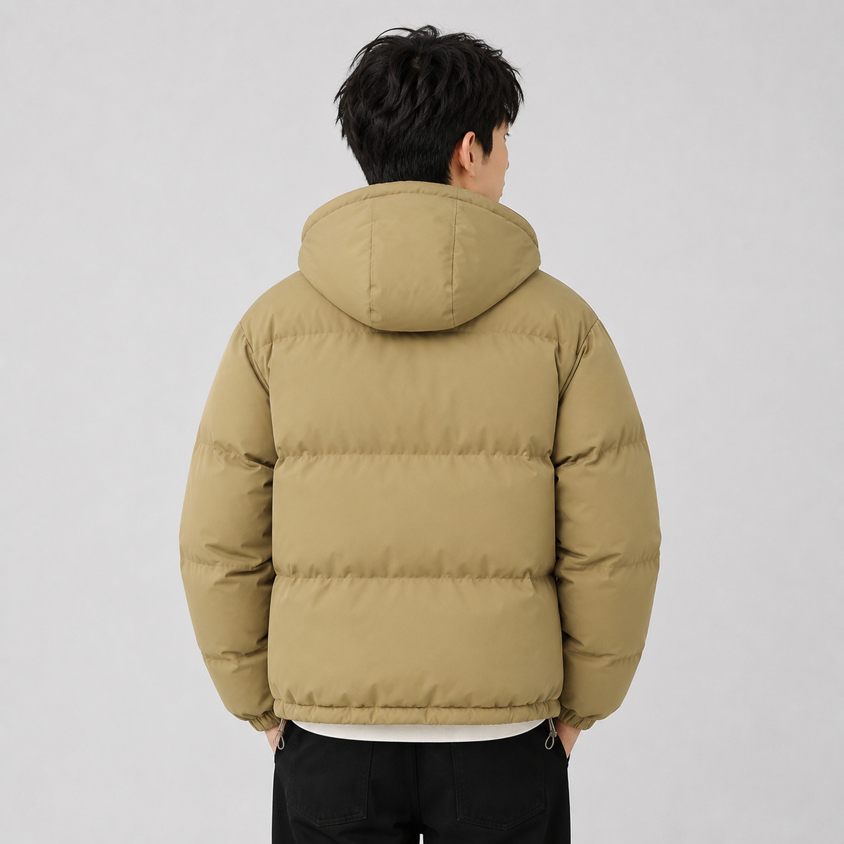 Unisex-Baumwoll-Steppjacke – Verstellbare Kapuze und sicherer Reißverschluss