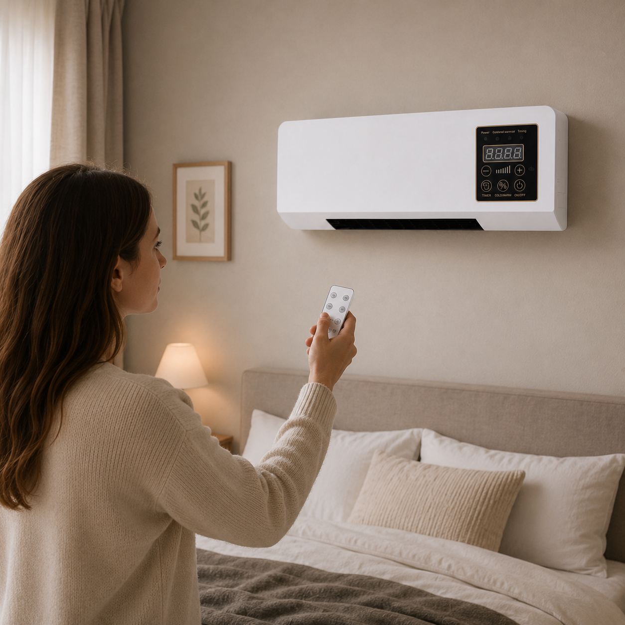Chauffage Mural Multifonction avec Ventilation, Télécommande et Affichage LED