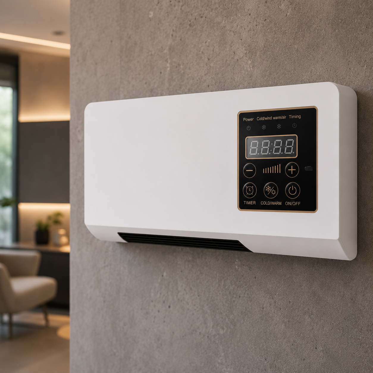 Chauffage Mural Multifonction avec Ventilation, Télécommande et Affichage LED