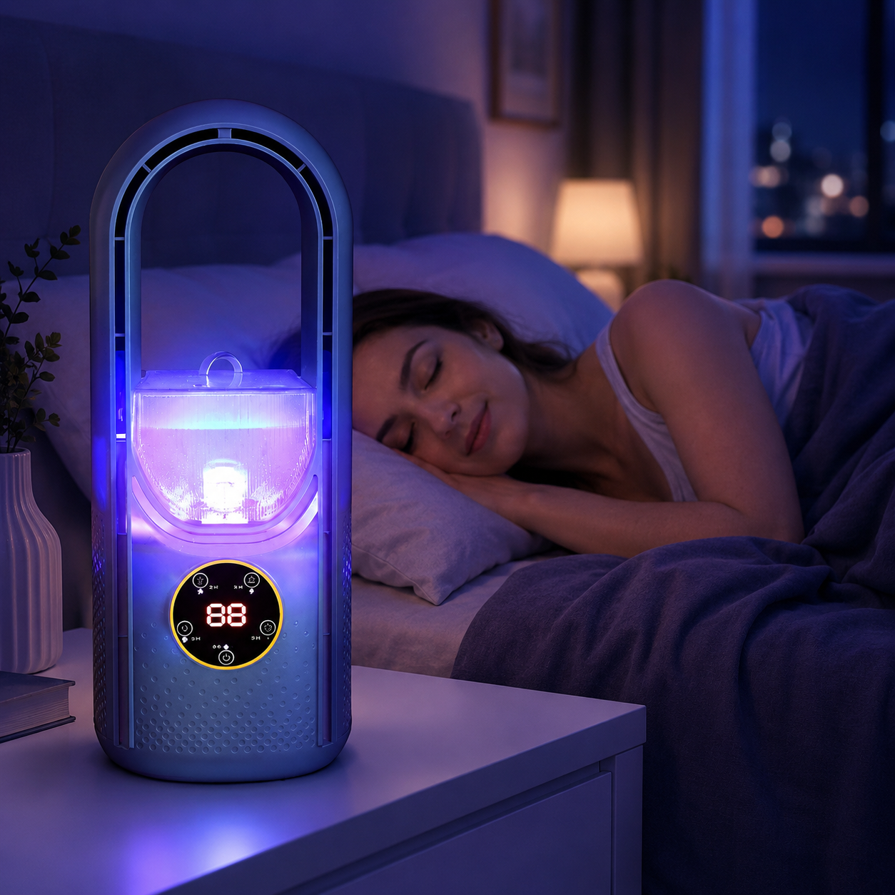 Climatiseur Sans Pales Portable Silencieux avec Refroidissement Réglable et Design Moderne
