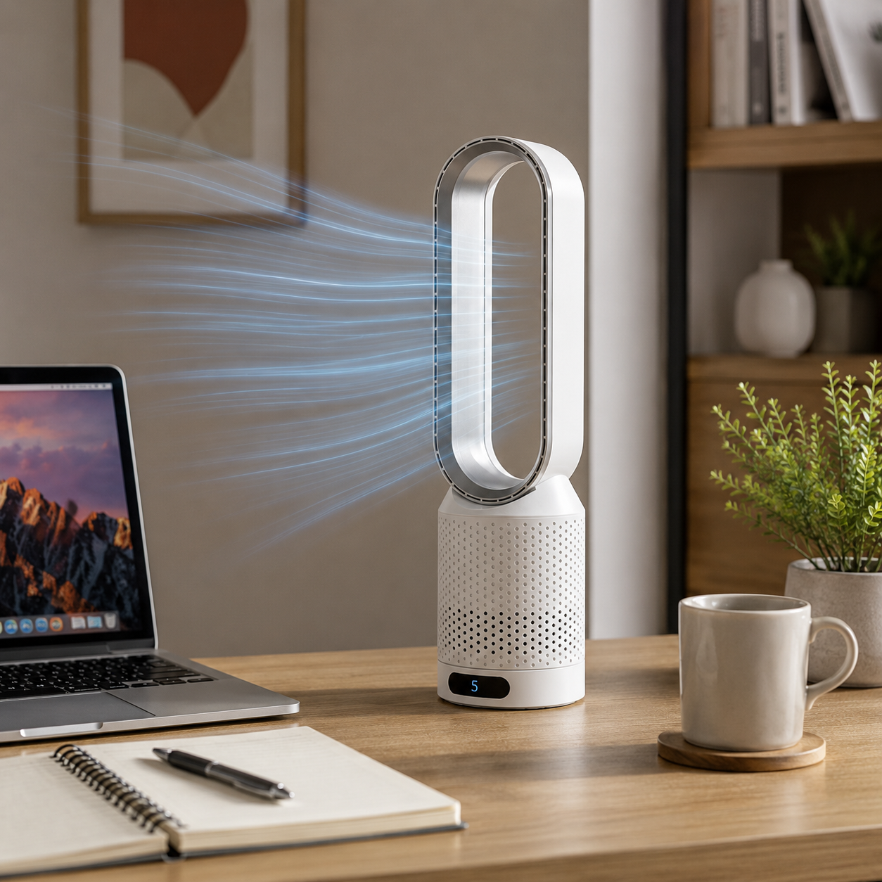 Refroidisseur d’Air 3-en-1 avec Filtre HEPA Réutilisable, Ioniseur et Ventilation Silencieuse
