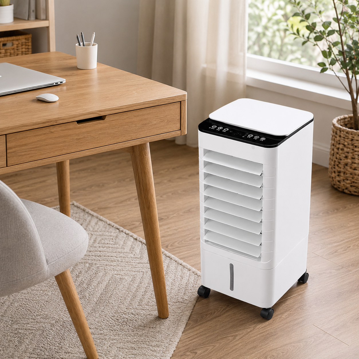 Rafraîchisseur d’Air 3-en-1 Mobile avec Grand Réservoir d’Eau et Télécommande