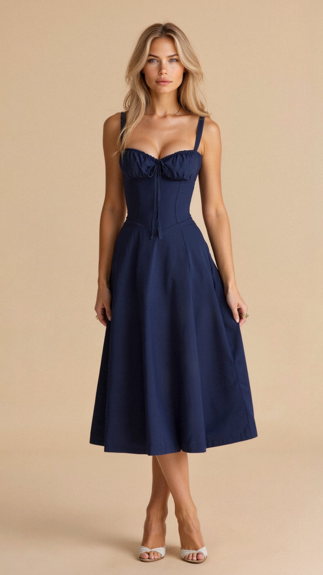 Robe Corset Midi Motif Floral