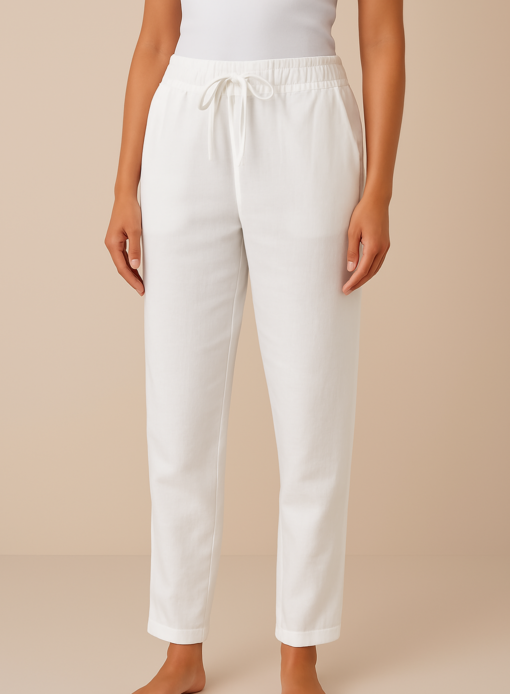 Pantalon Droit Femme Cordon Taille