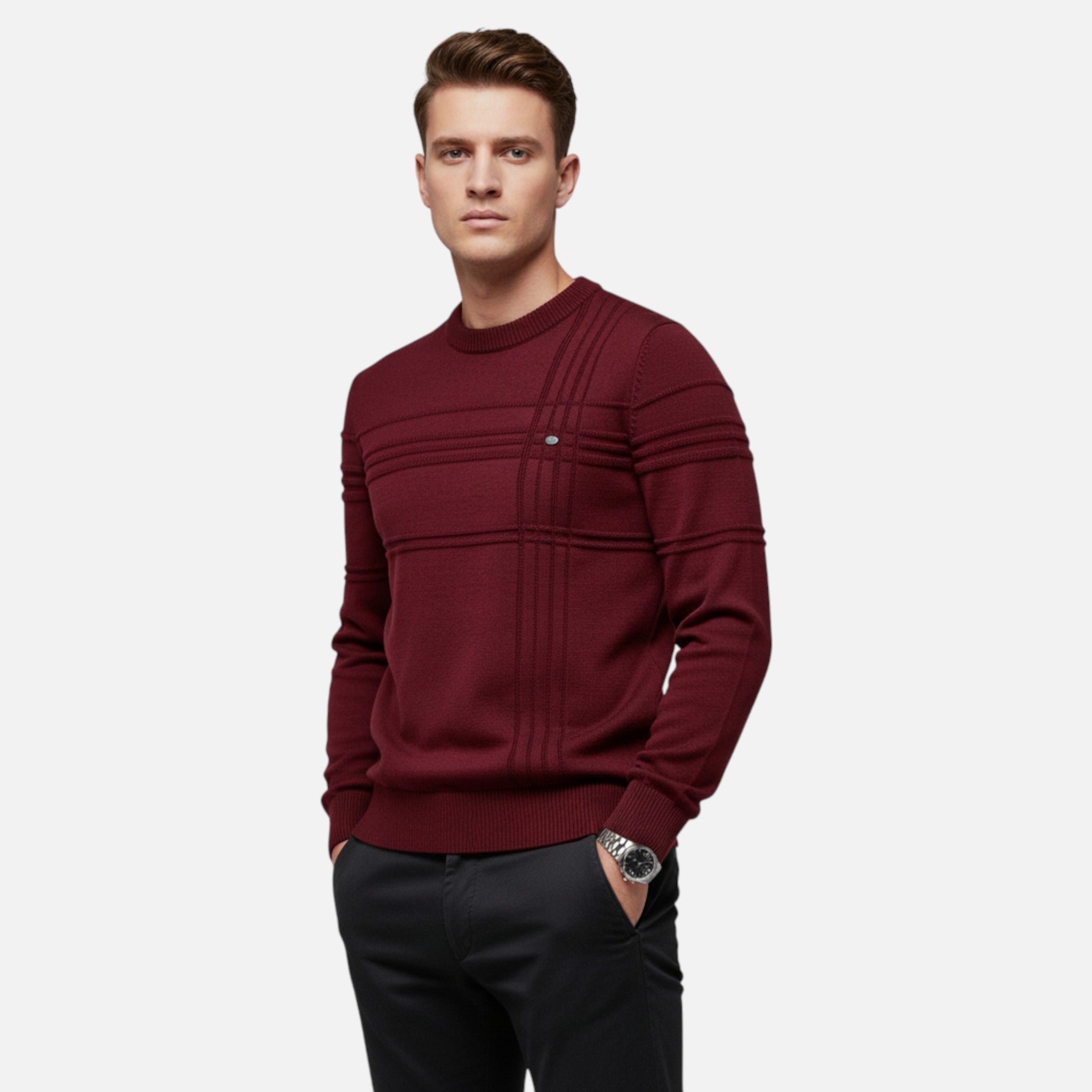 Ancienne Monde | Pull Homme Classique à Rayures en Coton Doux