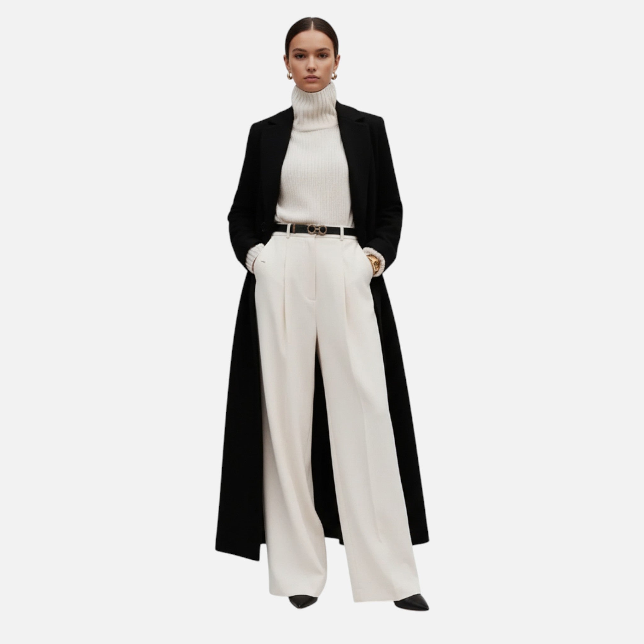 Ancienne Monde | Manteau Long Femme Noir Cintré