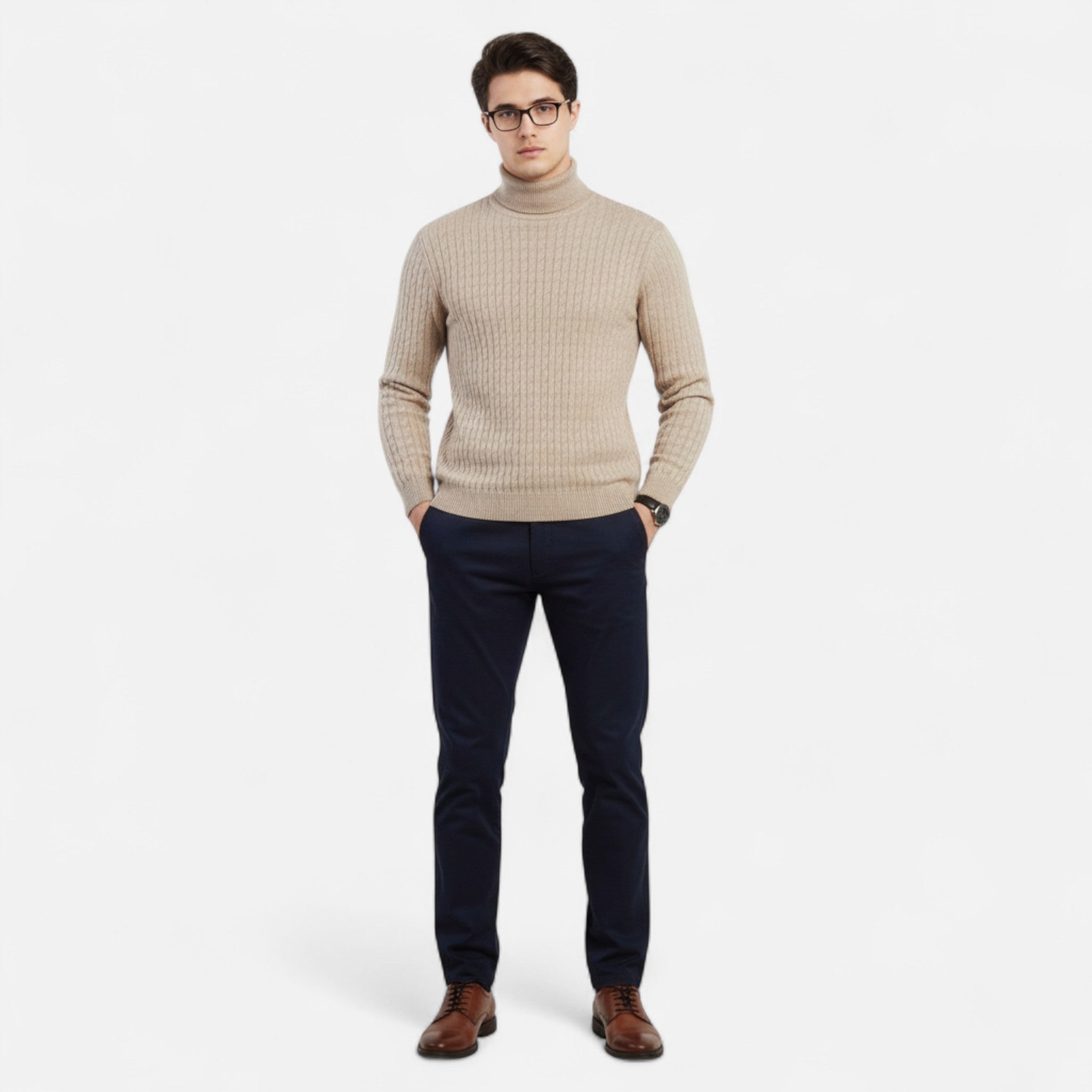 Ancienne Monde | Pull Col Roulé Homme Maille Unie