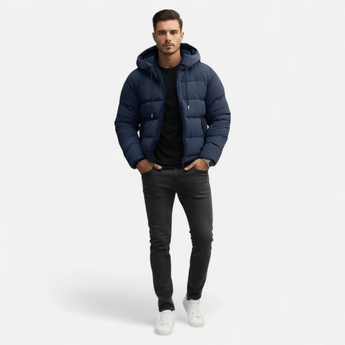 Herren-Nylon-Steppjacke – Rautensteppung und zeitlos strukturierter Schnitt